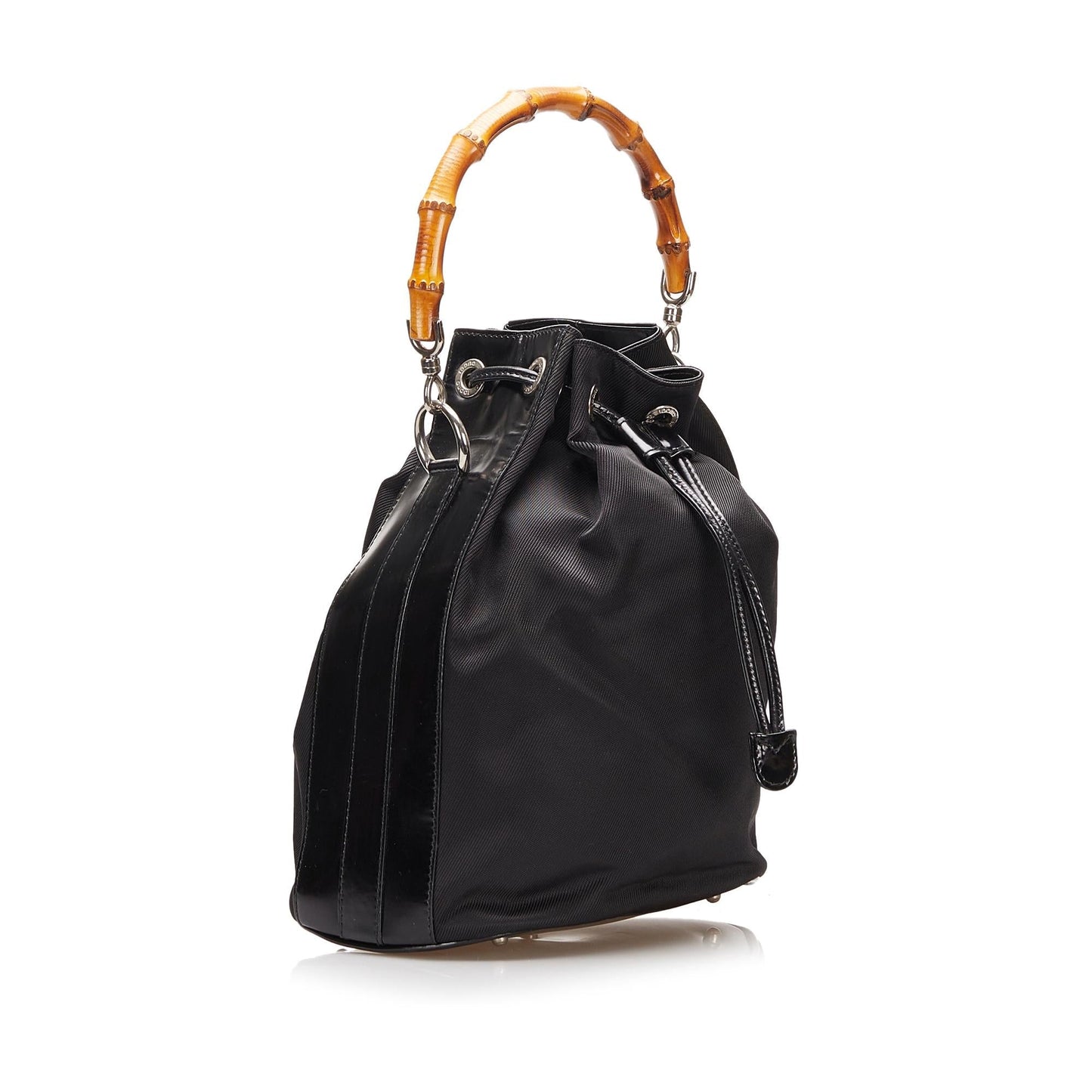 Gucci Bamboo SHG-2zTbNP Nylon Black Bucket Bag
