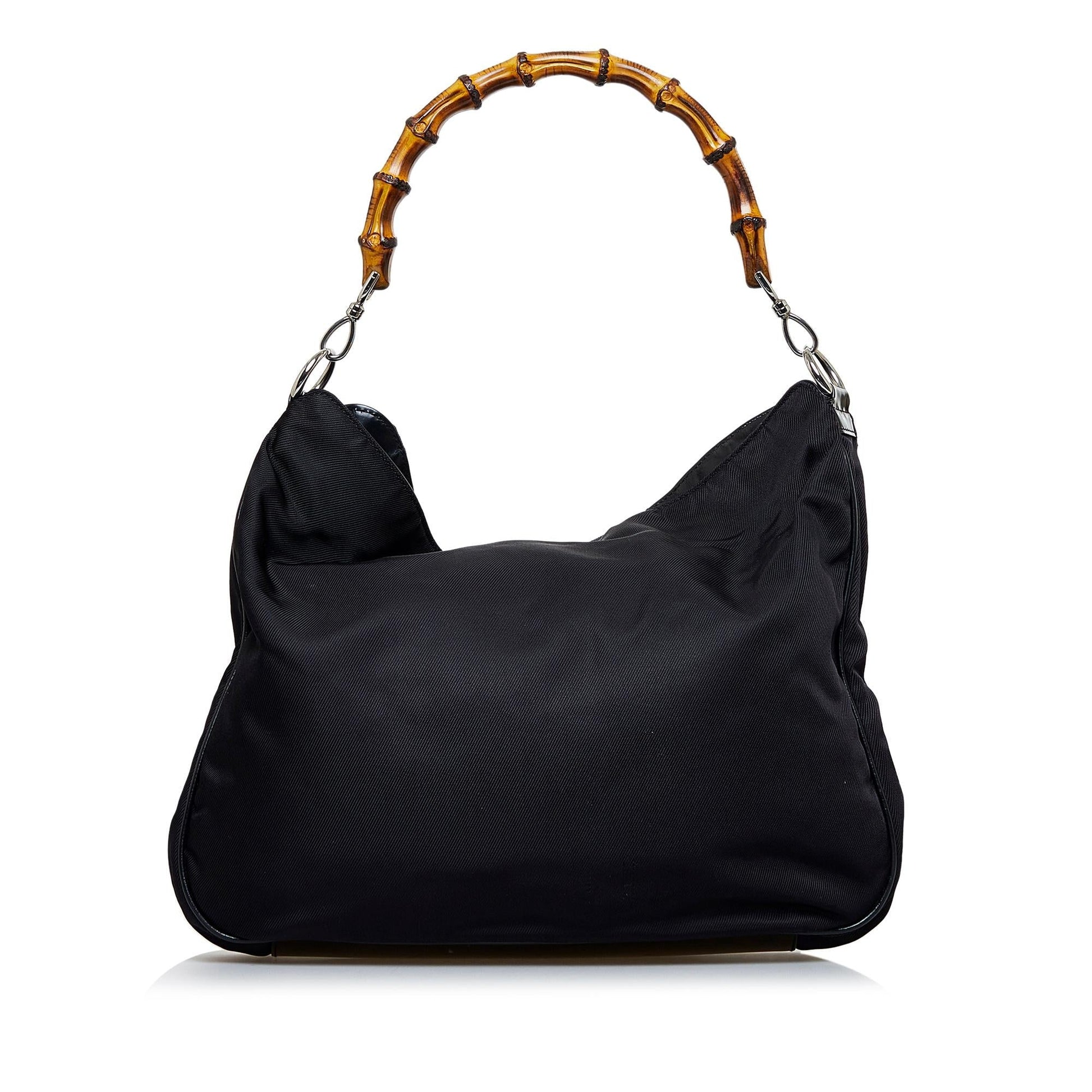 Gucci Bamboo SHG-gDltSy Nylon Black Satchel Bag