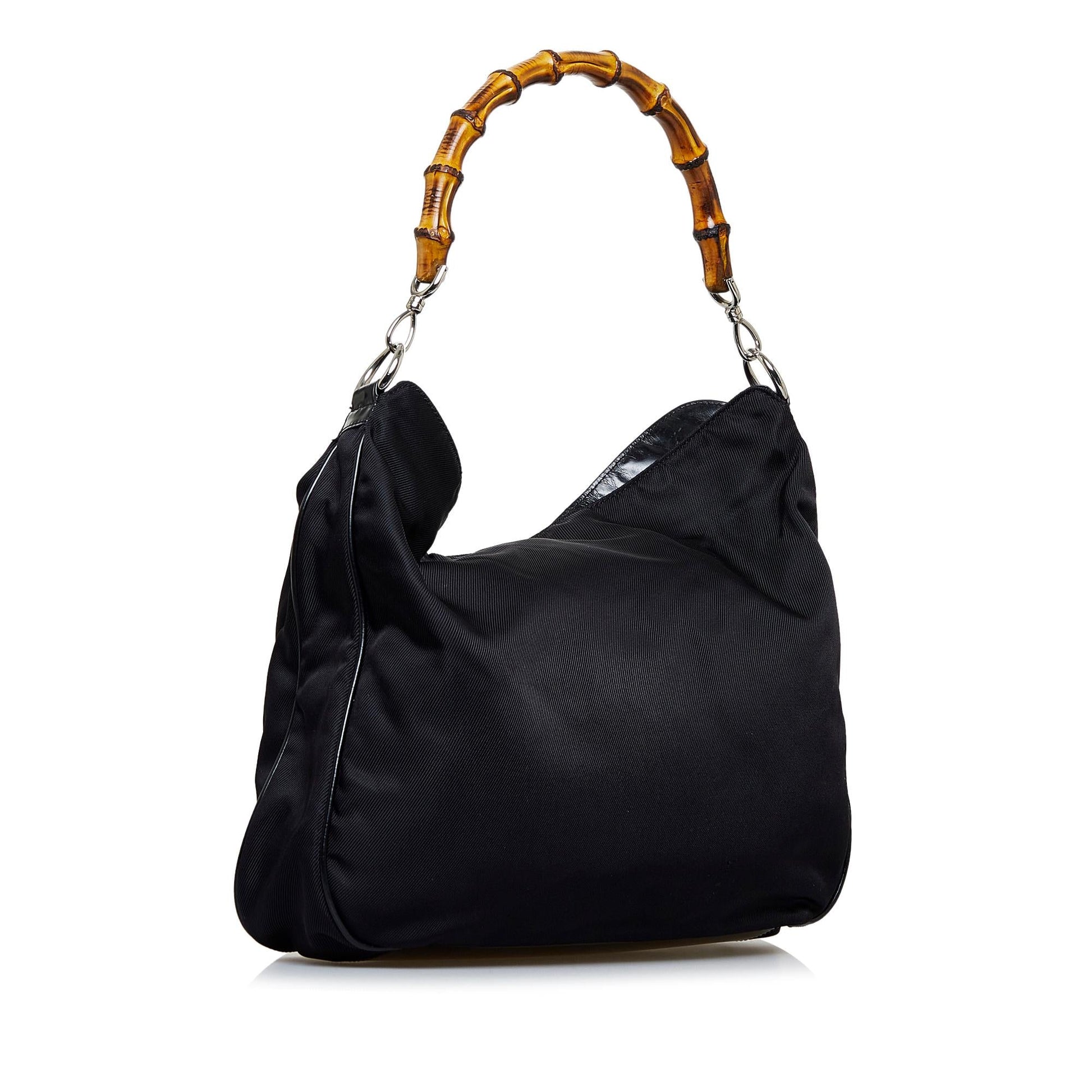 Gucci Bamboo SHG-gDltSy Nylon Black Satchel Bag
