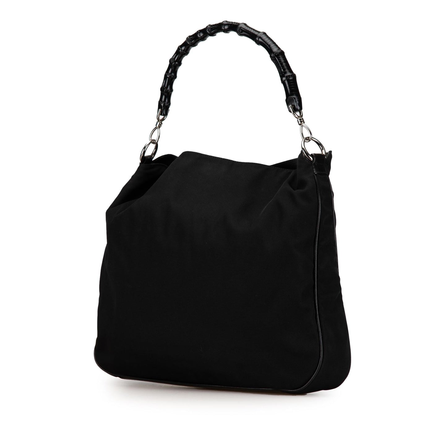 Gucci Bamboo SHG-T1iWzs Nylon Calf Black Satchel Bag