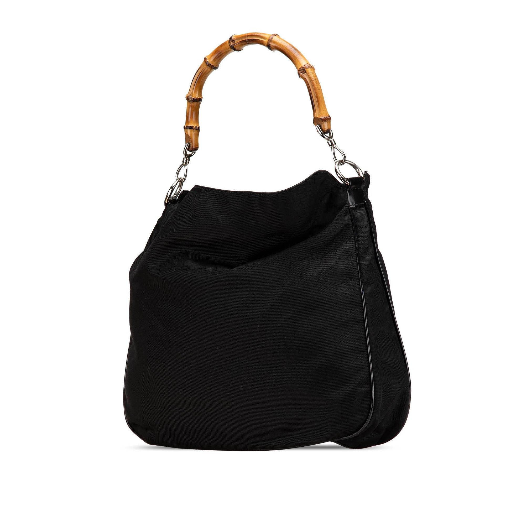Gucci Bamboo Nylon Black Satchel Bag