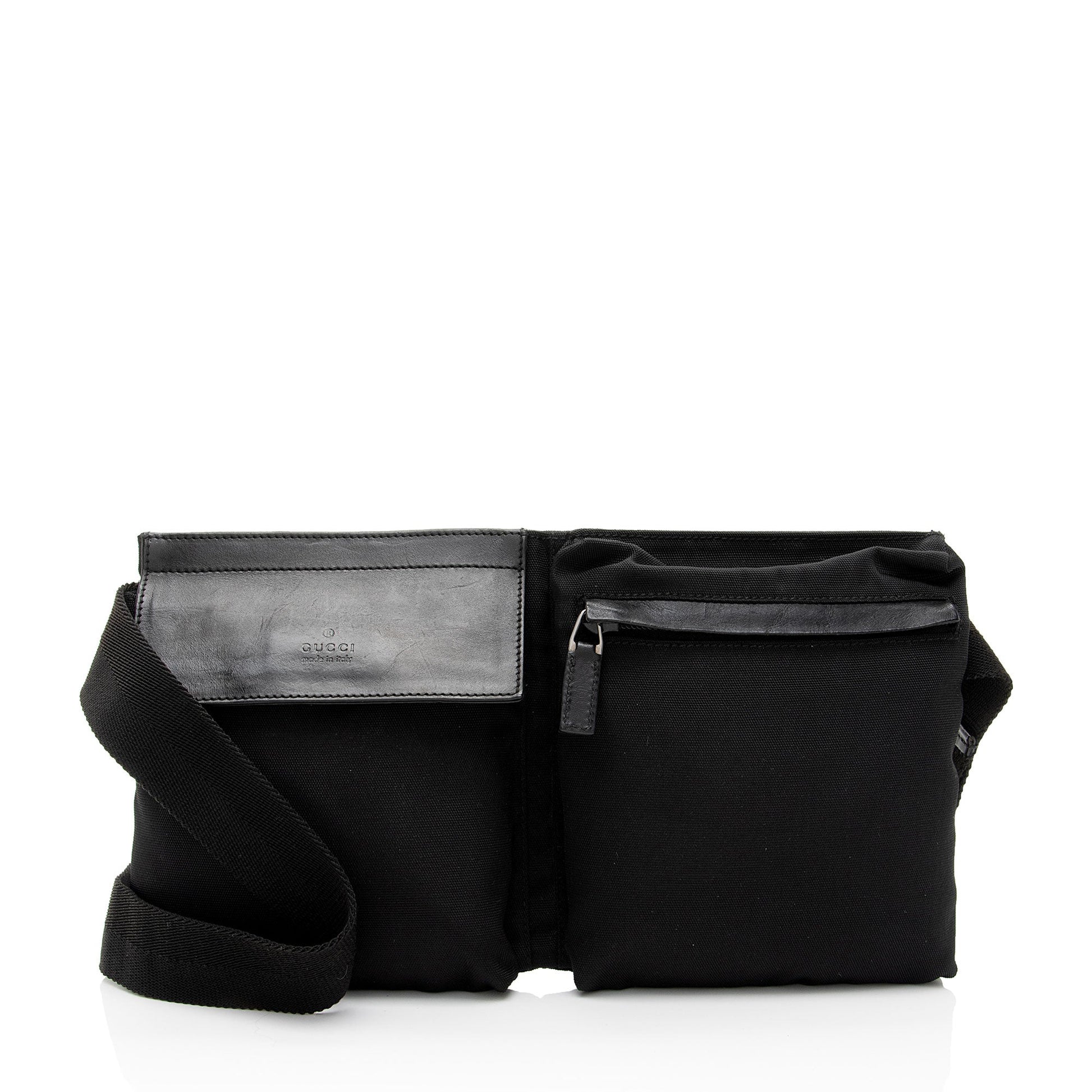 Gucci Belt Leather Canvas Black Accessory