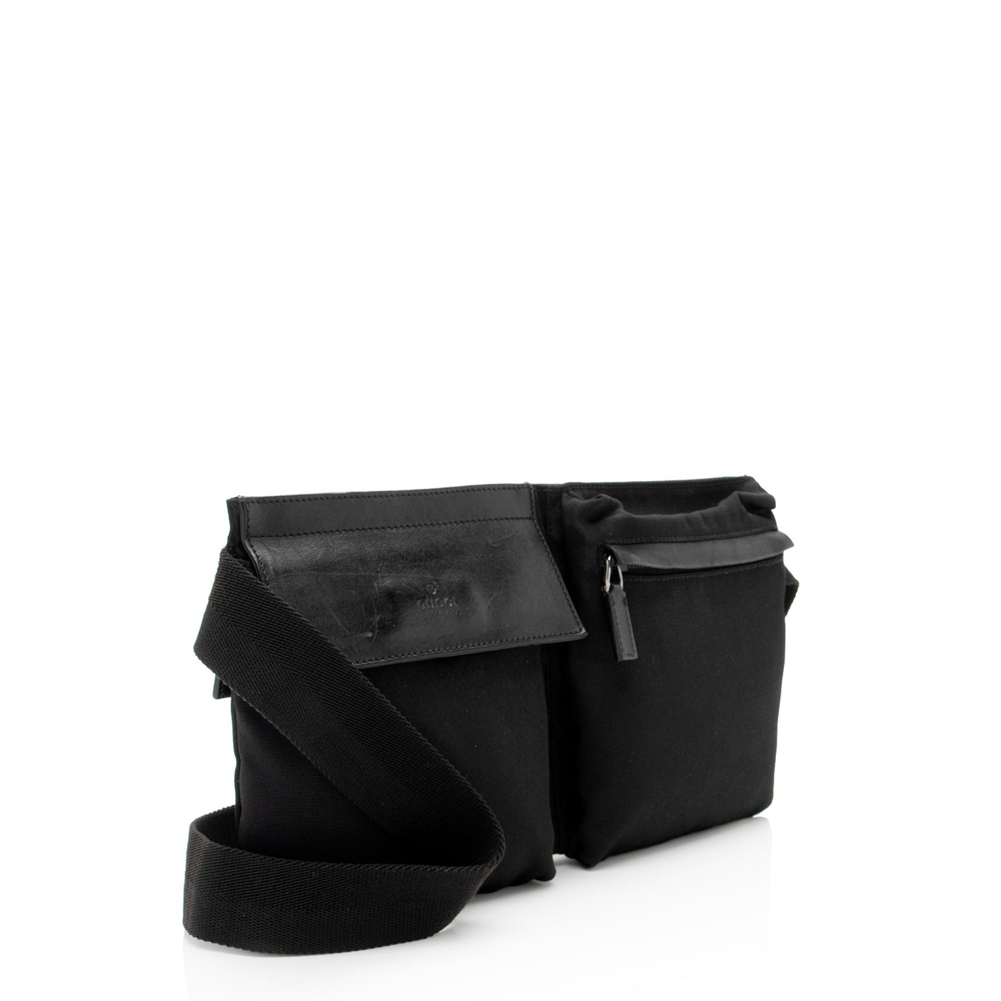 Gucci Belt Leather Canvas Black Accessory