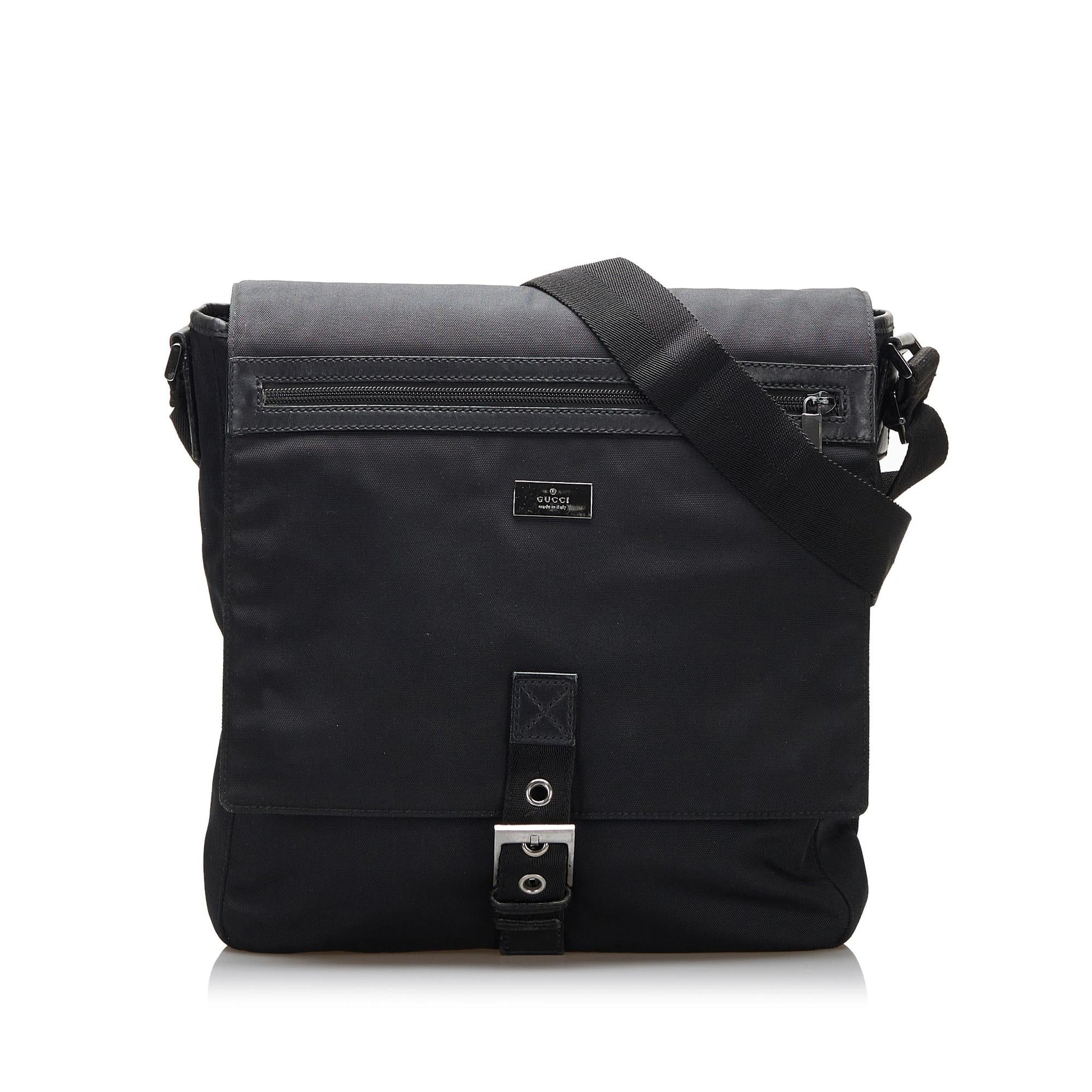 Gucci SHG-I5GlGn Nylon Black Crossbody Bag