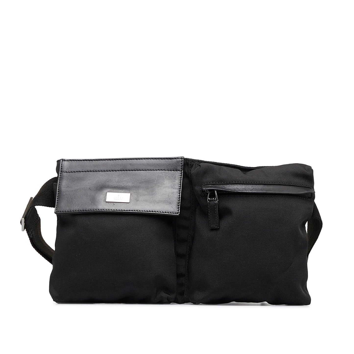 Gucci Double Pocket Belt SHG-CAEYaO Nylon Calf Black Accessory