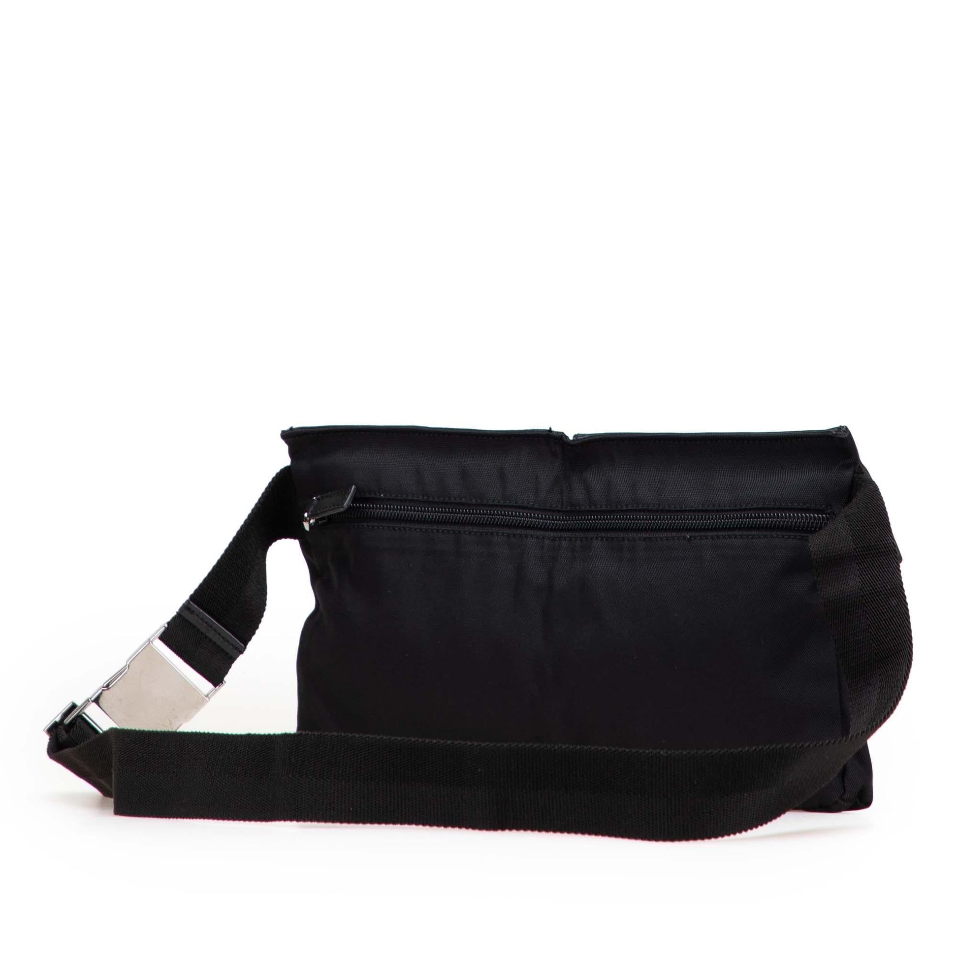 Gucci Double Pocket Belt Nylon Calf Black Accessory