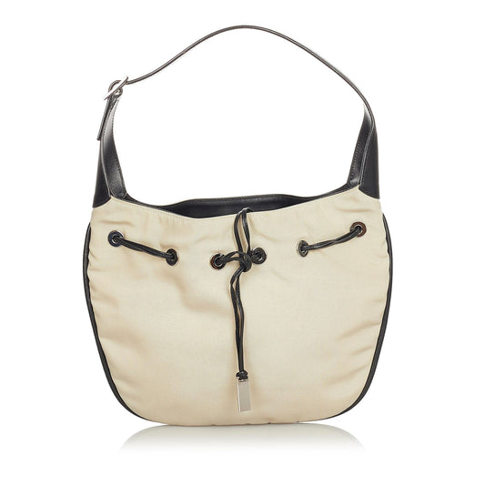 Gucci Drawstring SHG Nylon Calf Black Brown Jewelry