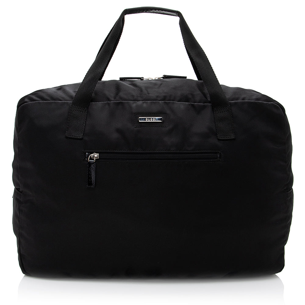 Gucci Duffel SHF Leather Nylon Black Travel Bag