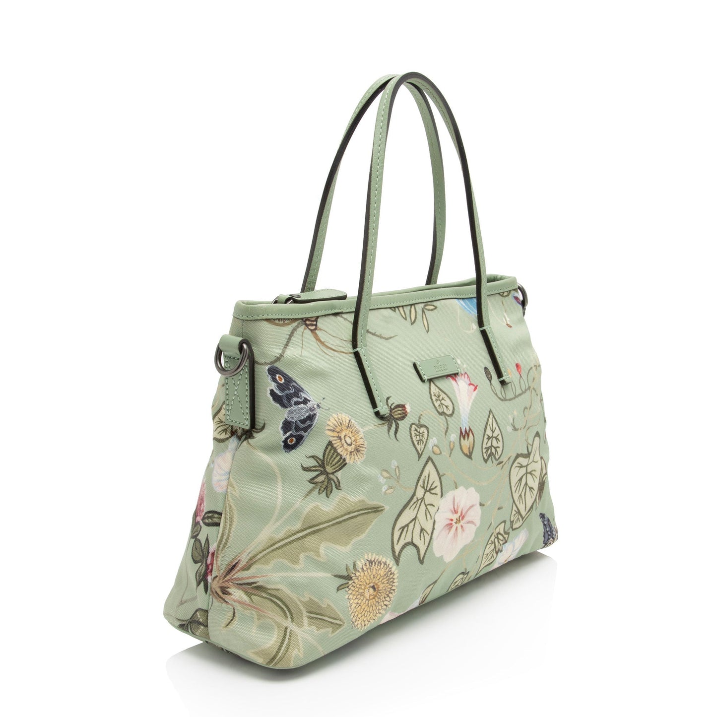 Gucci Flora Knight SHF-2ID1EO Leather Nylon Green Small Tote Bag