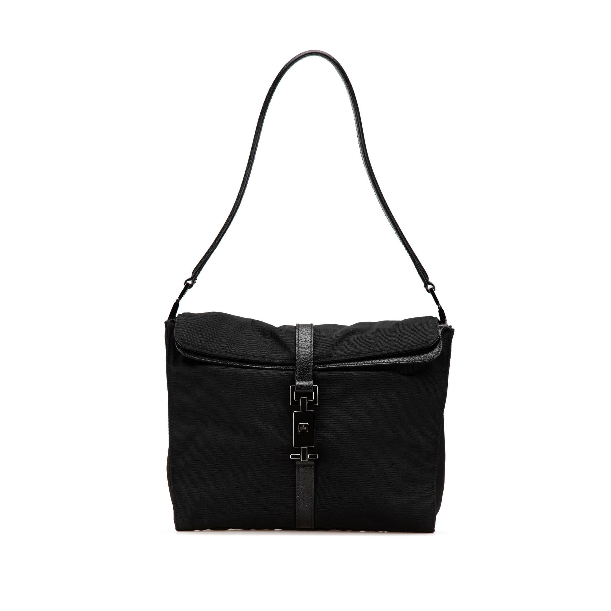 Gucci Jackie Nylon Calf Black Shoulder Bag