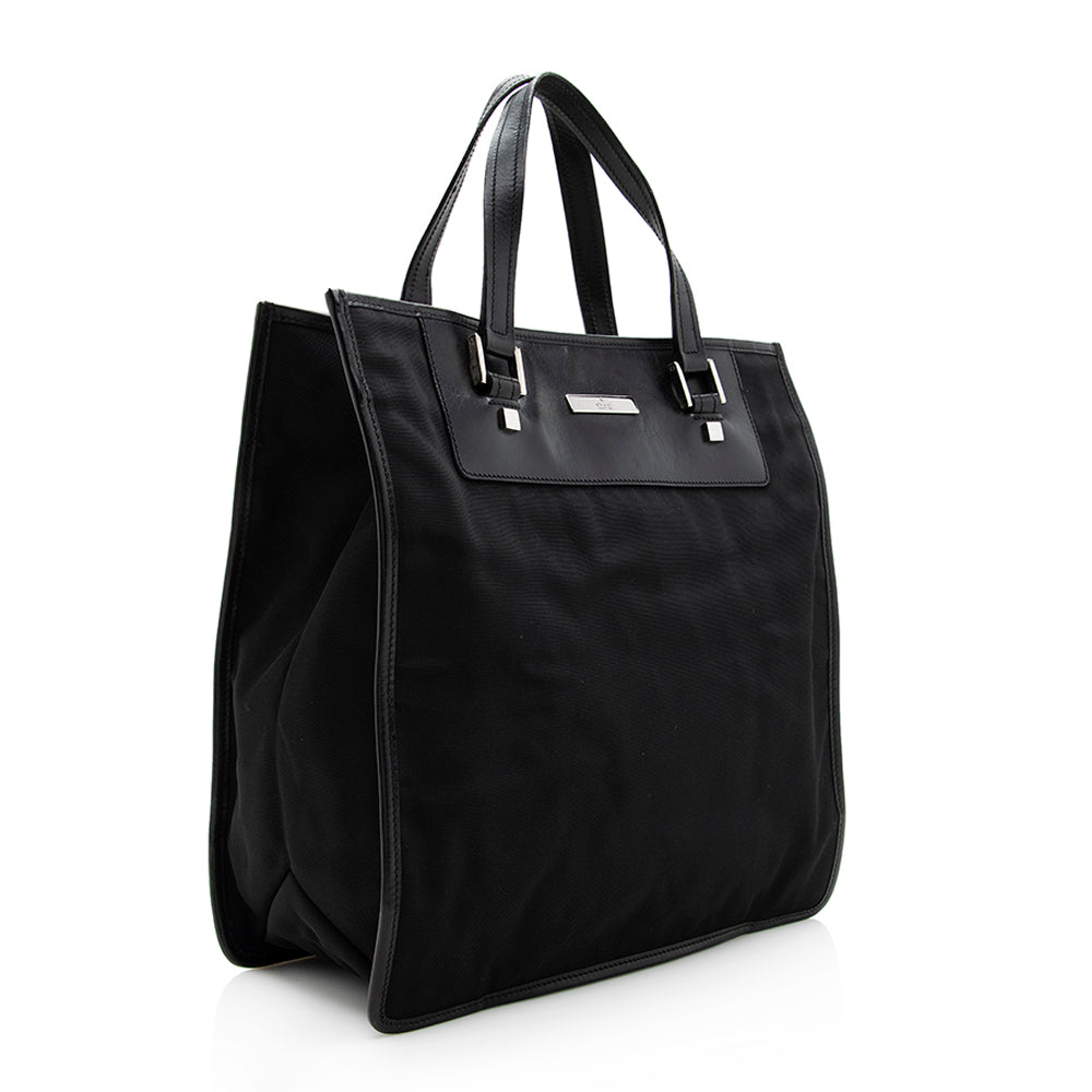 Gucci SHF Leather Nylon Black Tote Bag