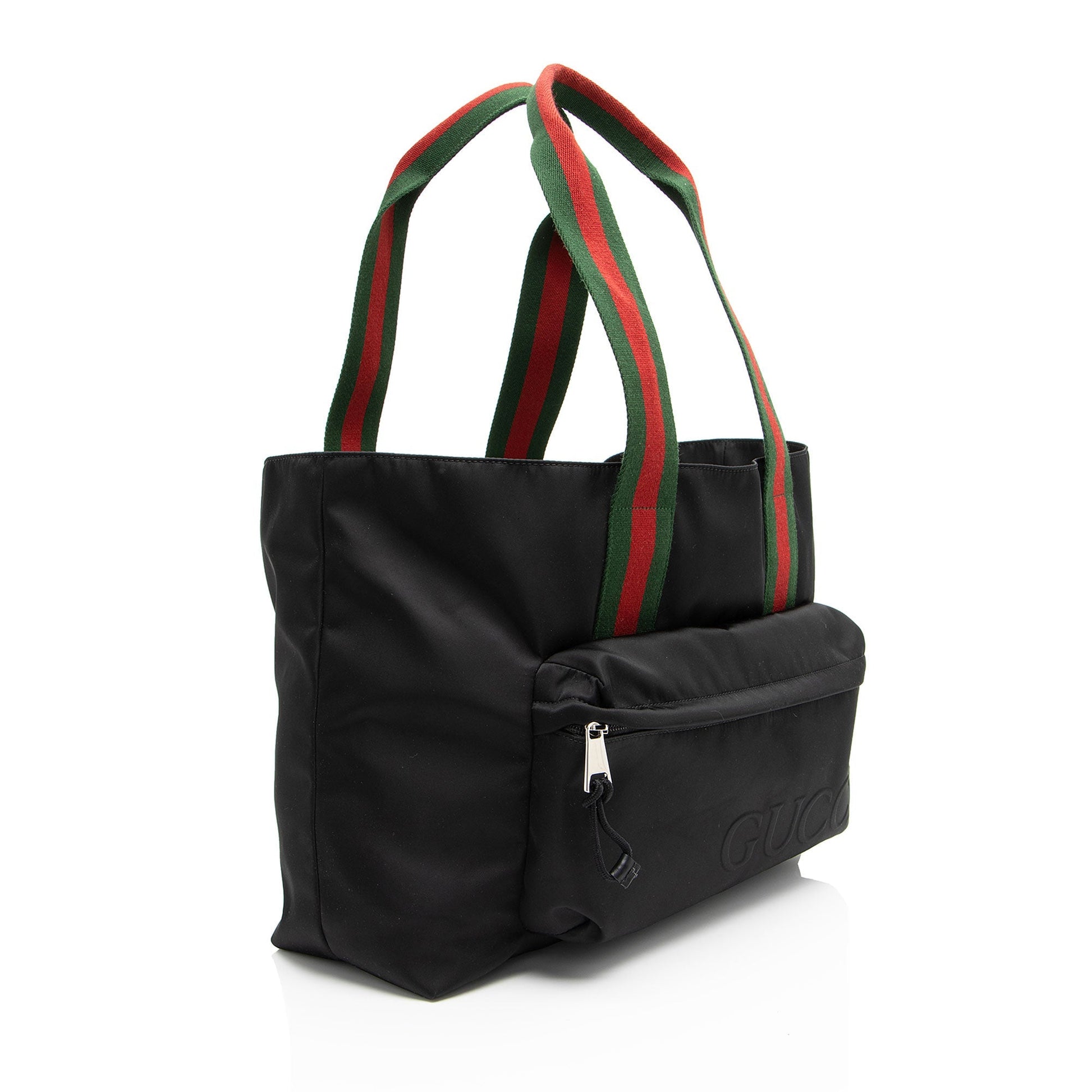 Gucci Embossed Web Nylon Black Large Tote Bag