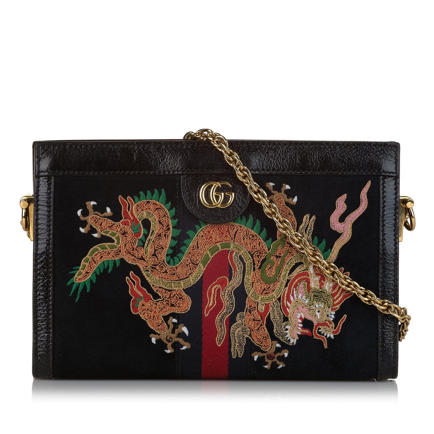 Gucci Ophidia Dragon SHG Suede Black Crossbody Bag