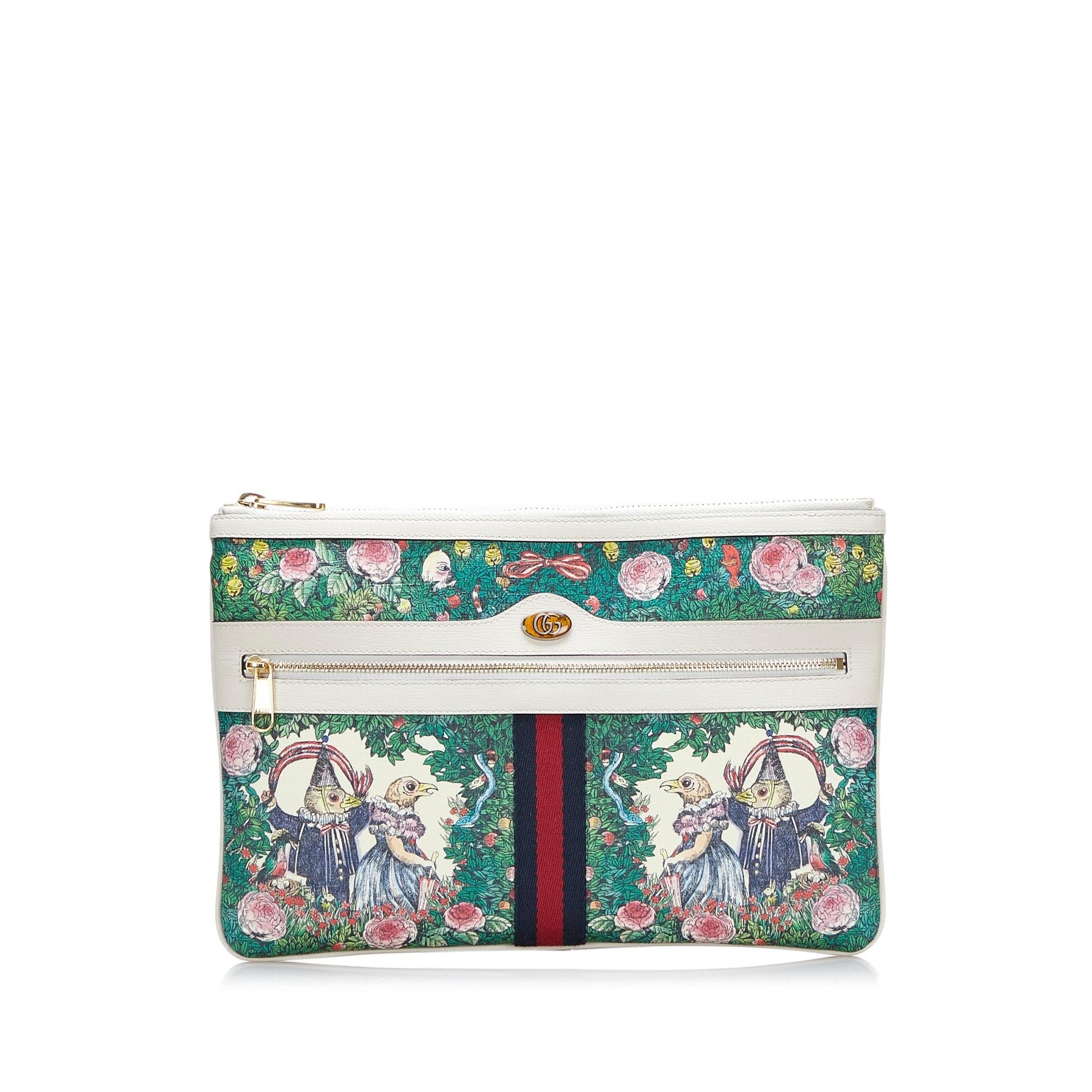 Gucci Ophidia Yuko Higuchi SHG-Ctpo8i Canvas Green Clutch Bag
