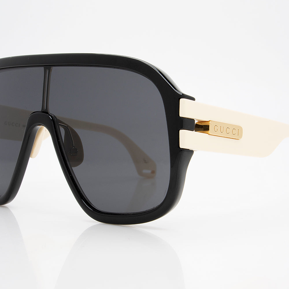 Gucci Oversized Shield Sunglasses SHF Black Accessory
