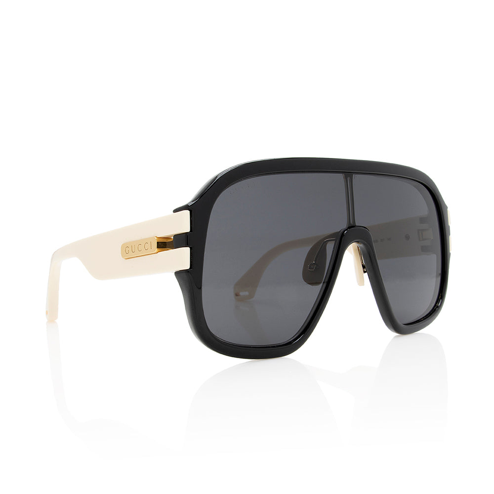 Gucci Oversized Shield Sunglasses SHF Black Accessory