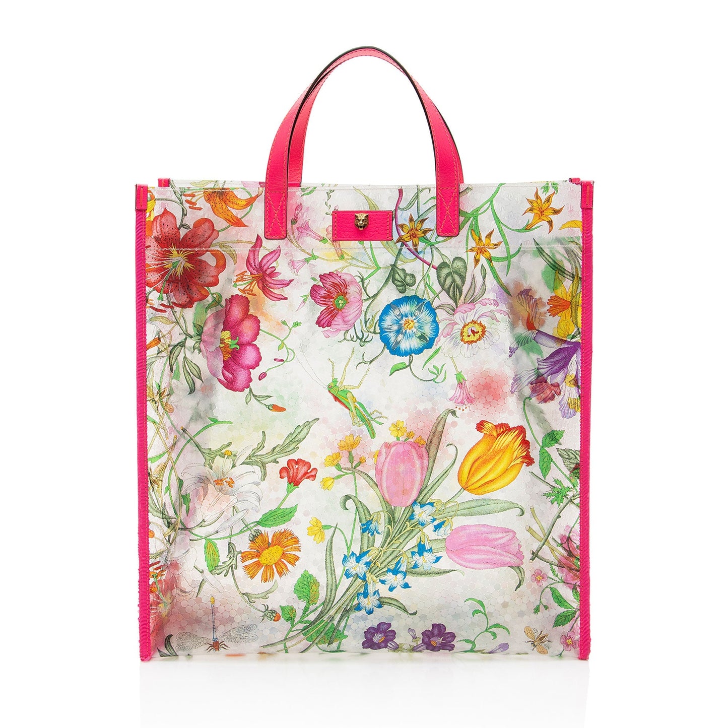 Gucci PVC Flora - FINAL Leather Pink Tote Bag