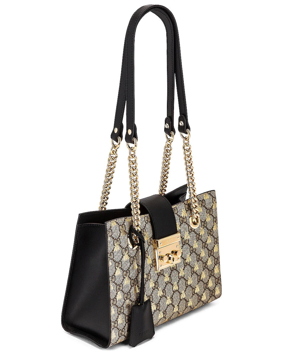 Gucci PADLOCK BEE PRINT Chain Tote Bag