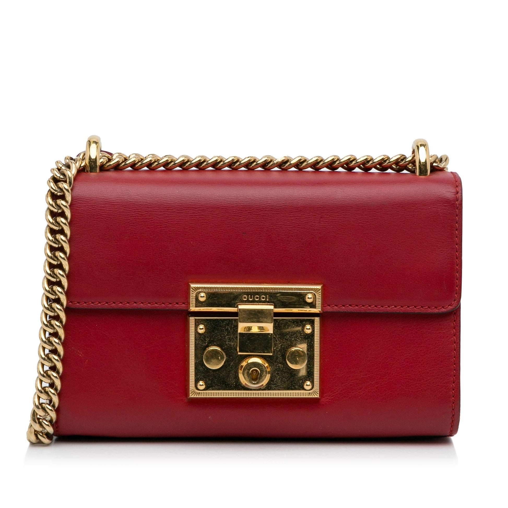 Gucci Padlock SHG-nADRjh Leather Calf Red Crossbody Bag