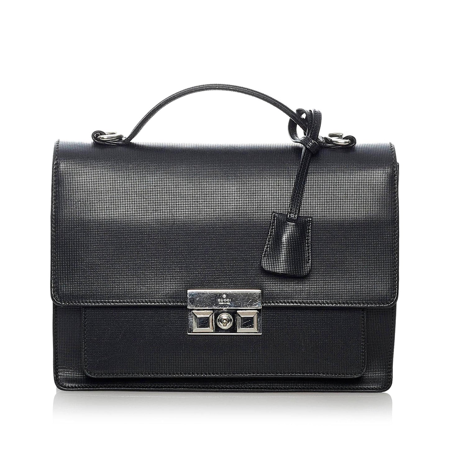 Gucci Padlock SHG Leather Calf Black Satchel Bag