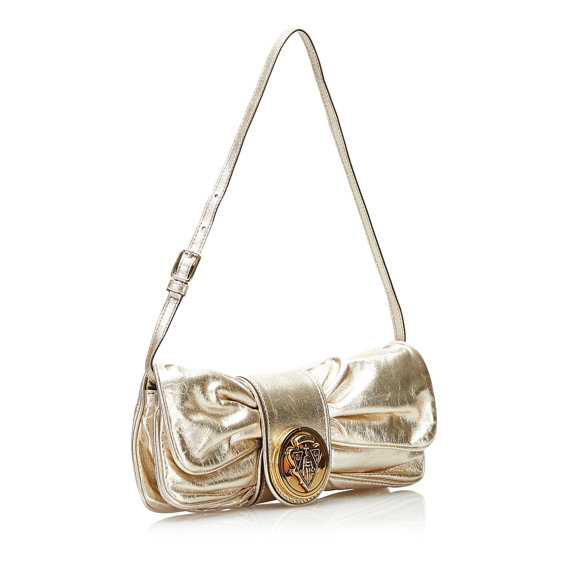 Gucci Papillon Crest Evening SHG Calf Silver Shoulder Bag