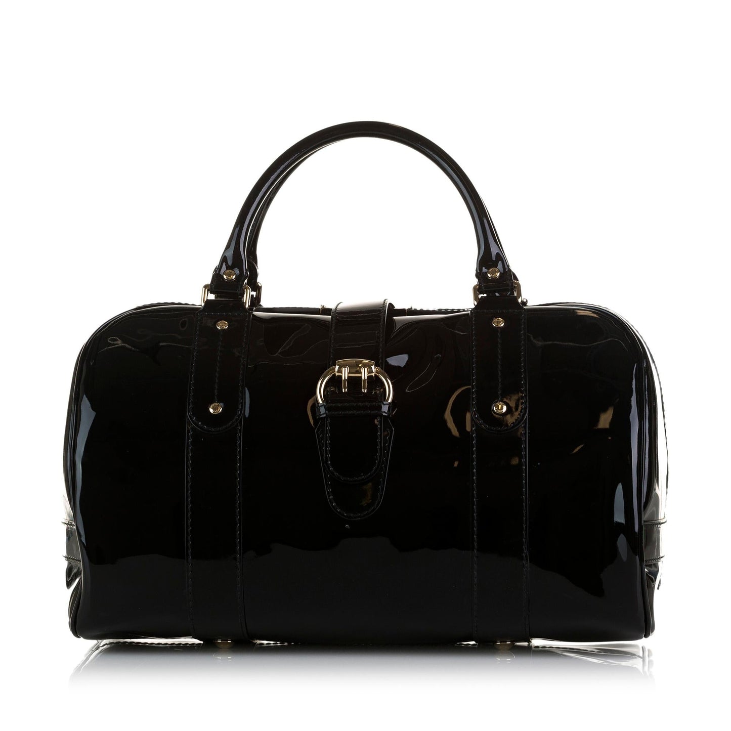 Gucci Boston SHG-SjjnhF Leather Patent Black Satchel Bag