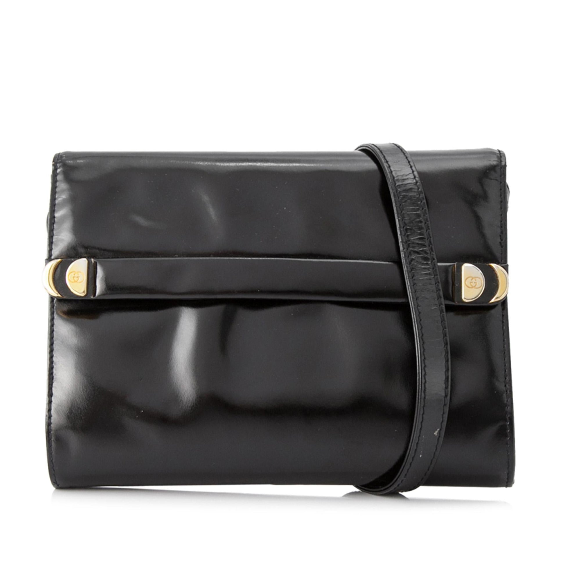 Gucci SHG-FAiQ6k Leather Patent Calf Black Crossbody Bag
