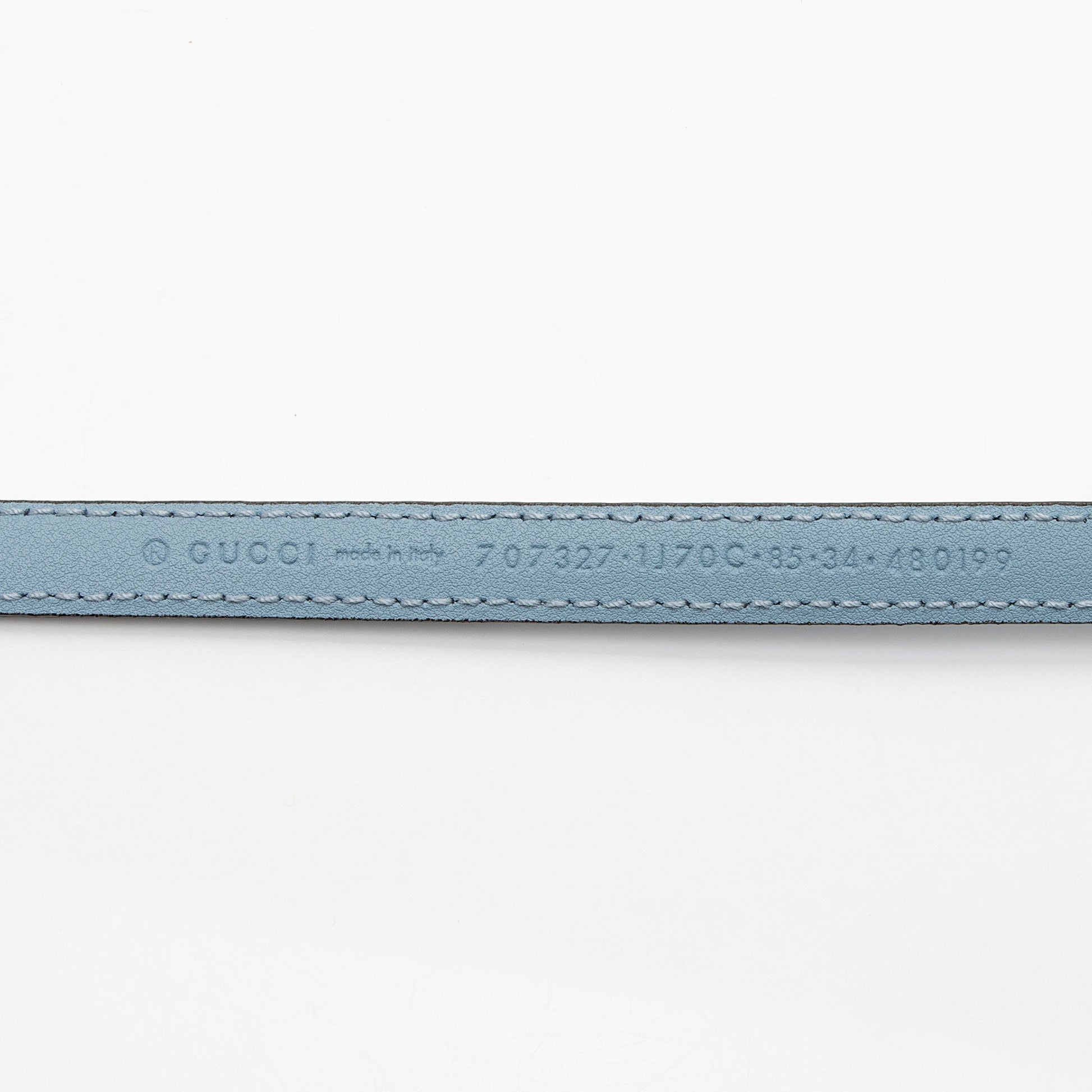 Gucci GG Marmont Slim Belt - Leather Patent Blue Accessory