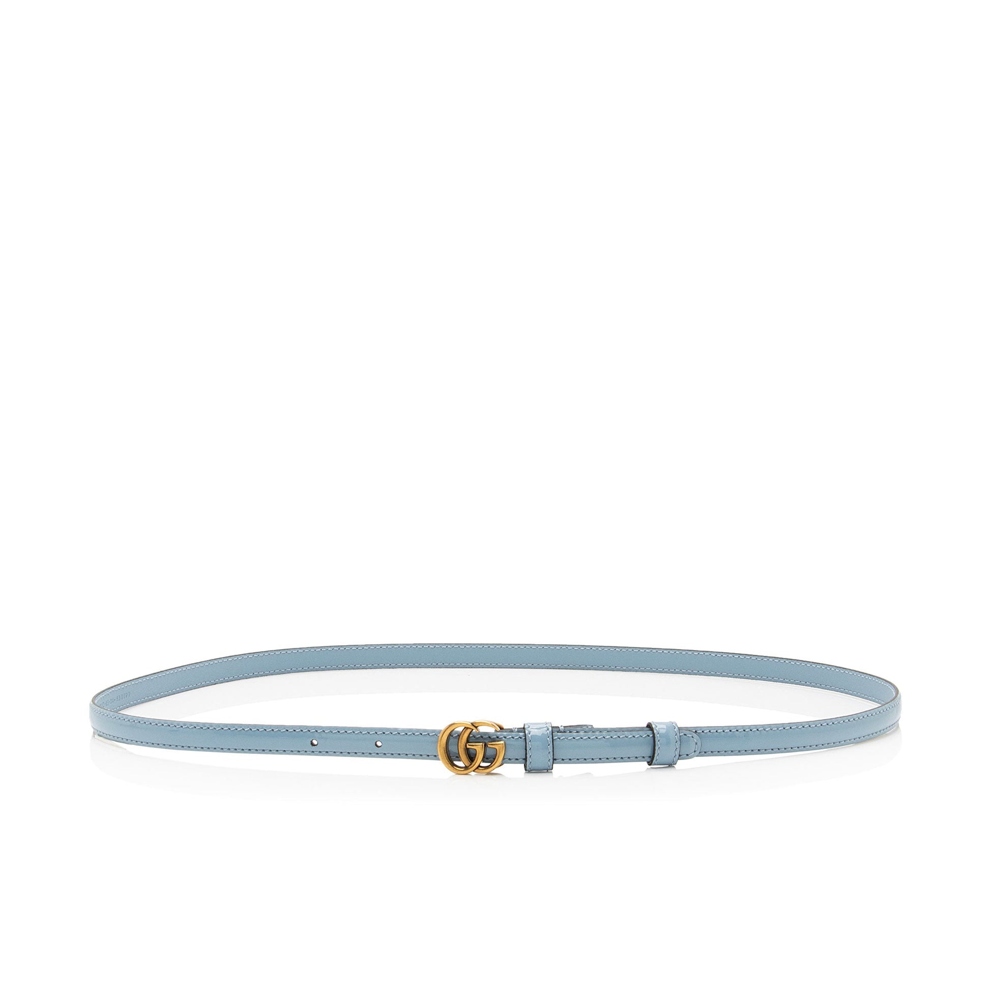 Gucci GG Marmont Slim Belt - Leather Patent Blue Accessory
