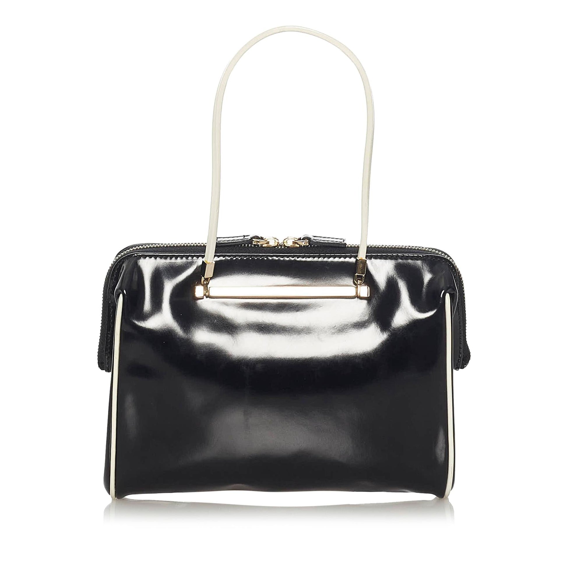 Gucci SHG Leather Patent Black Satchel Bag