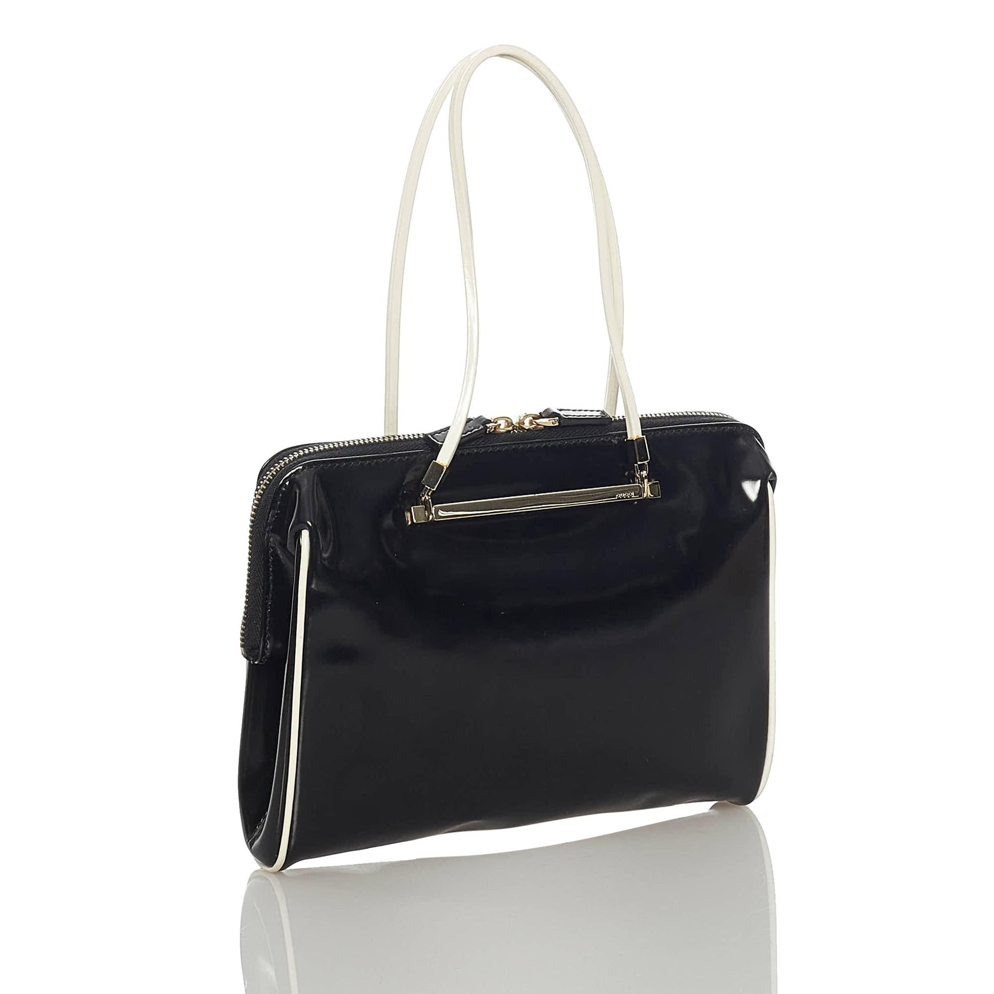 Gucci SHG Leather Patent Black Satchel Bag
