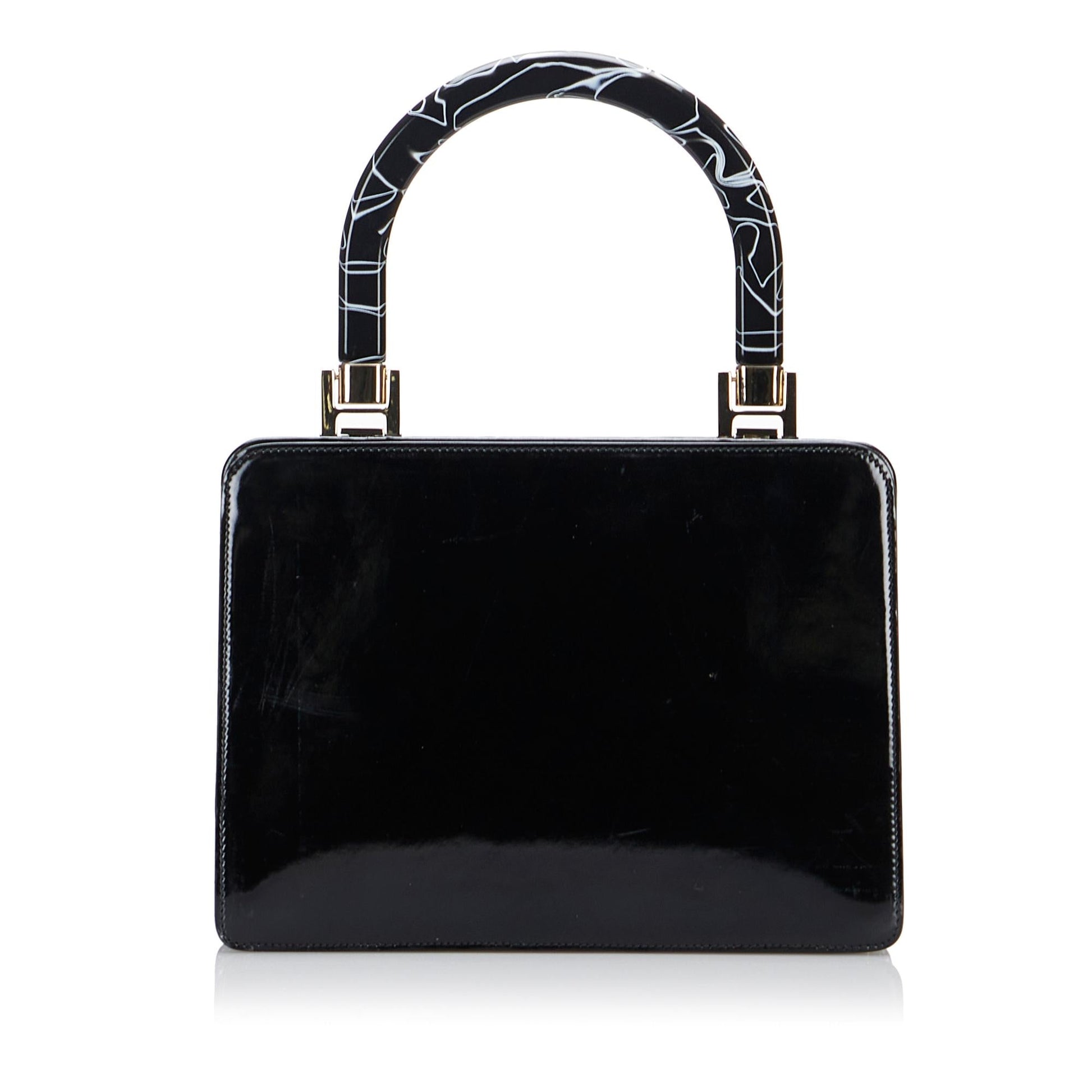 Gucci SHG-6H1CTI Leather Patent Black Satchel Bag