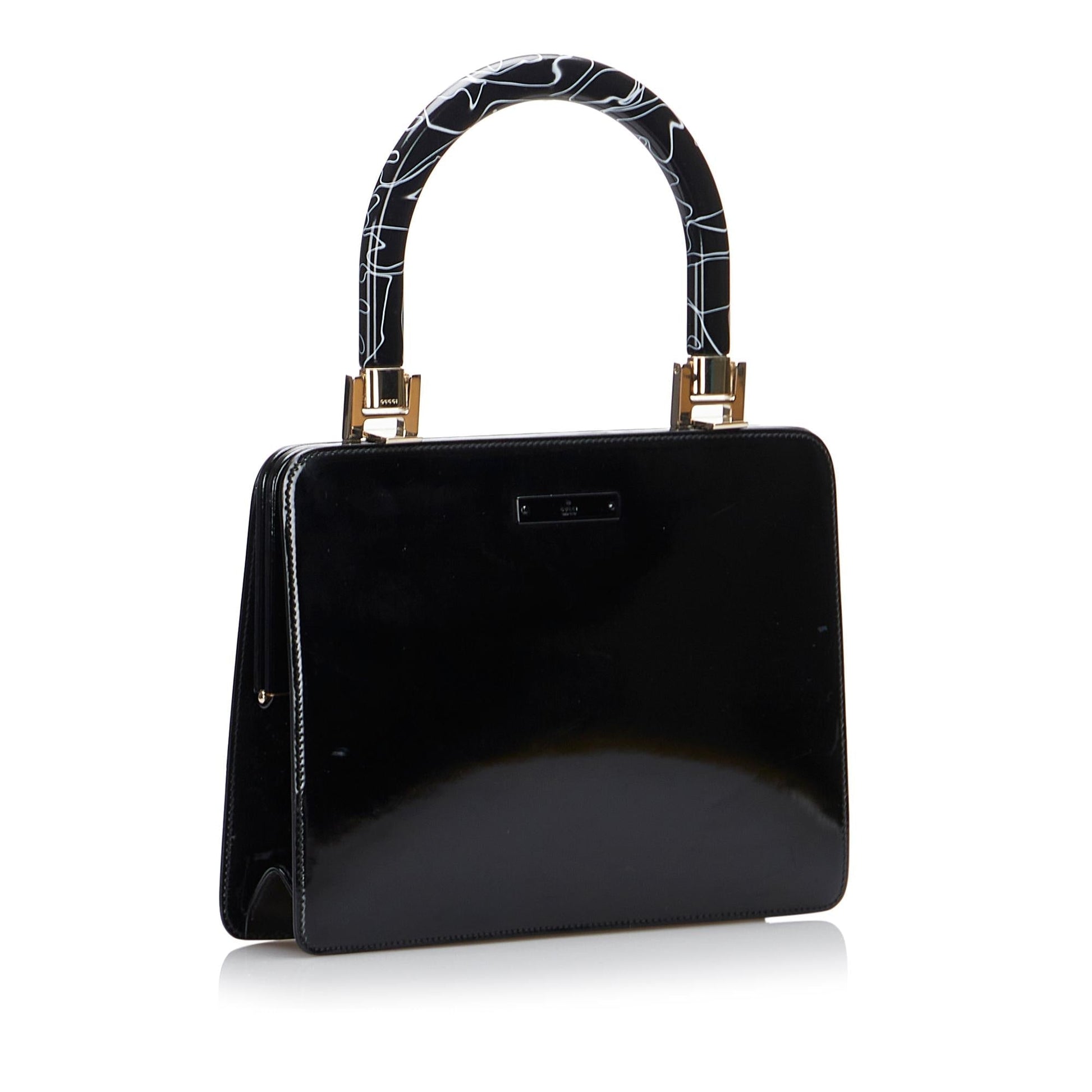 Gucci SHG-6H1CTI Leather Patent Black Satchel Bag