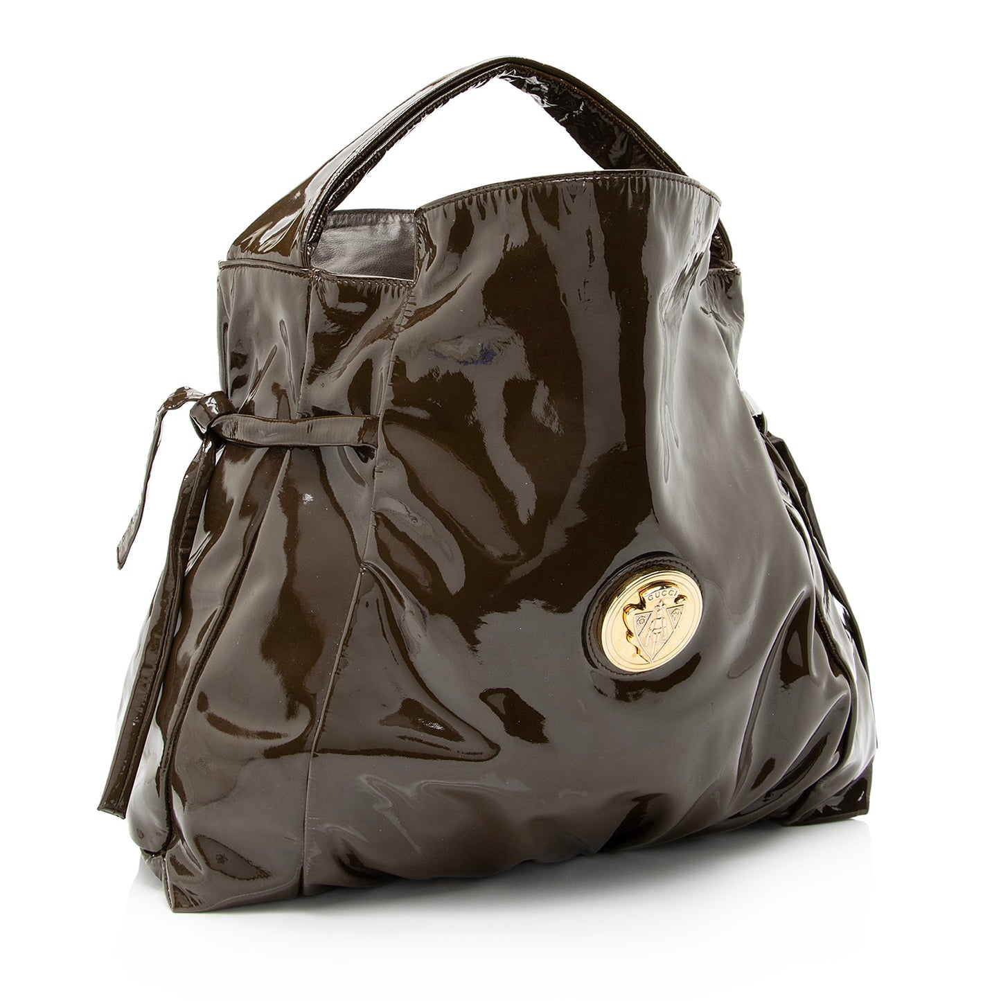Gucci Hysteria SHF Leather Patent Brown Medium Shoulder Bag