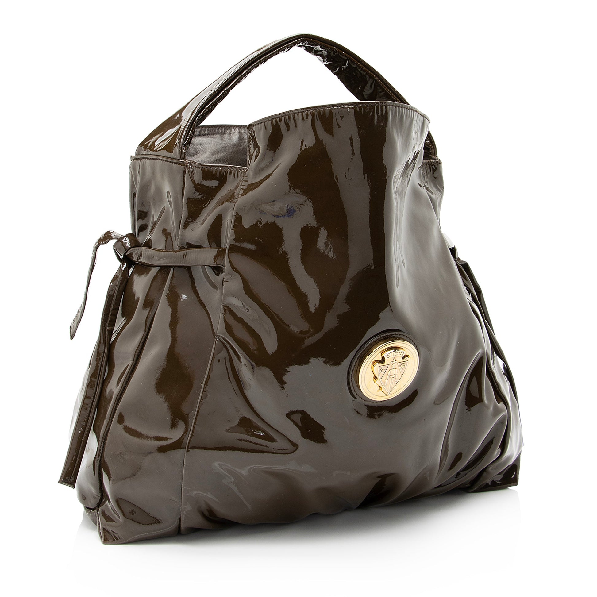 Gucci Hysteria SHF Leather Patent Brown Medium Shoulder Bag