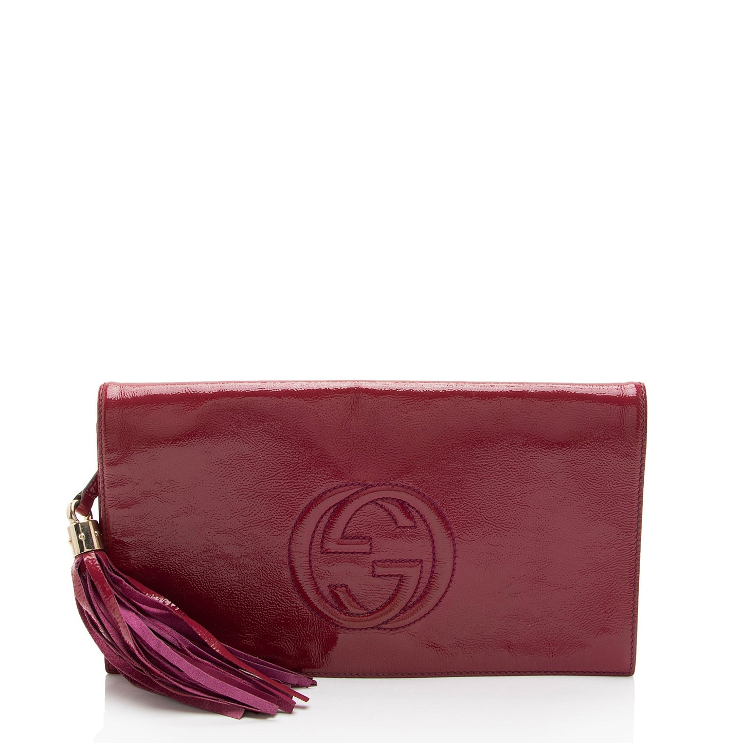 Gucci Soho SHF-Lou69h Leather Suede Patent Pink Clutch Bag