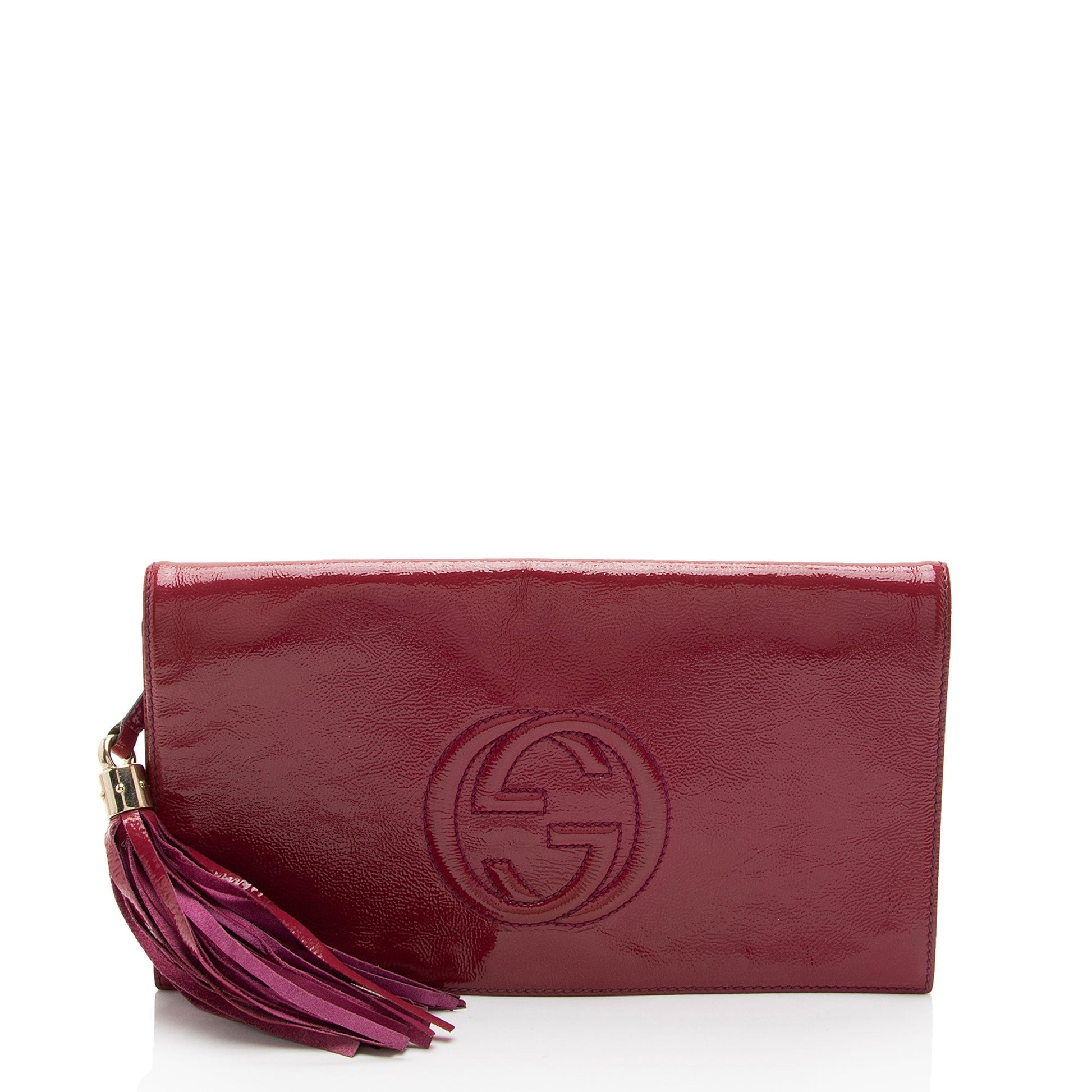 Gucci Soho SHF-Lou69h Leather Suede Patent Pink Clutch Bag