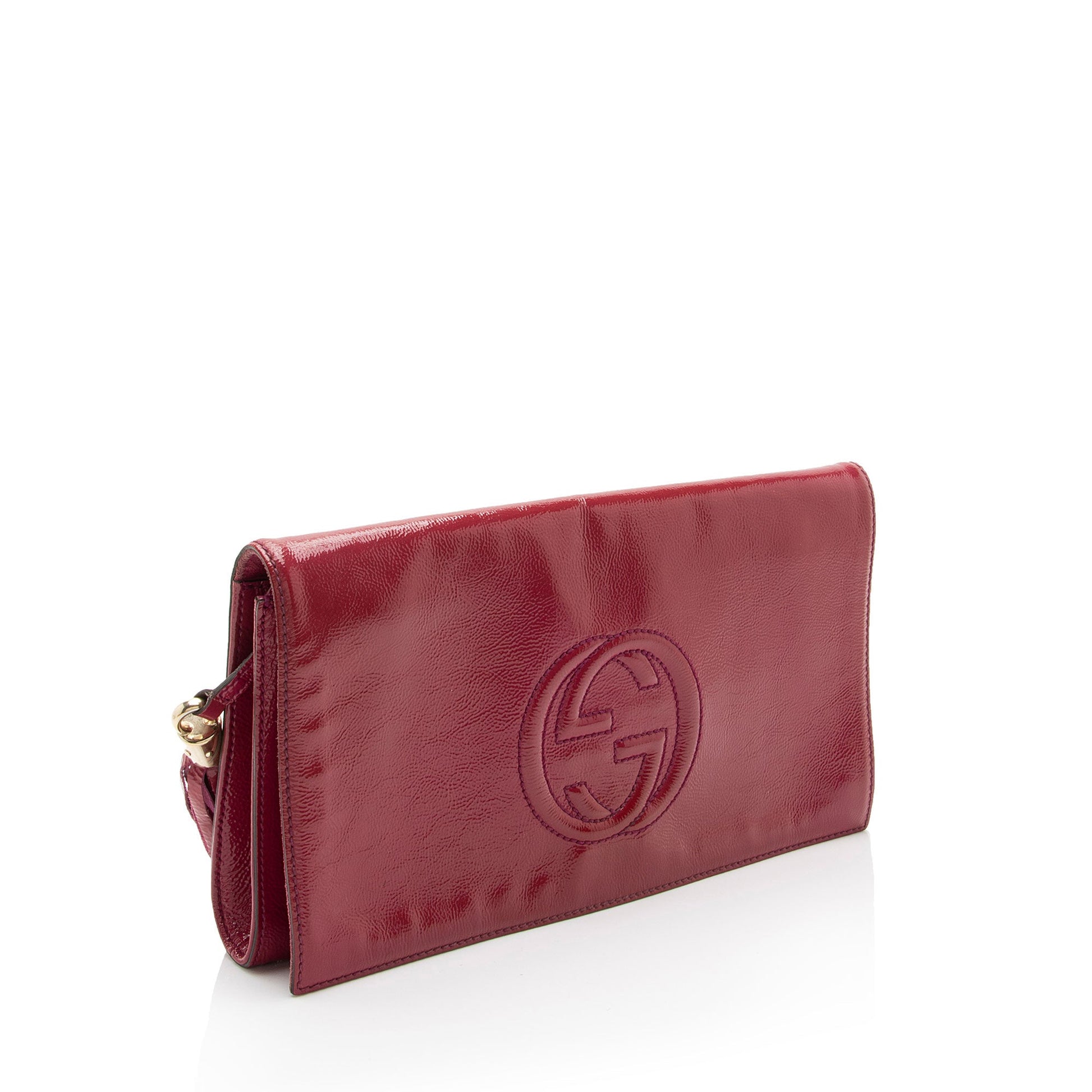 Gucci Soho SHF-Lou69h Leather Suede Patent Pink Clutch Bag