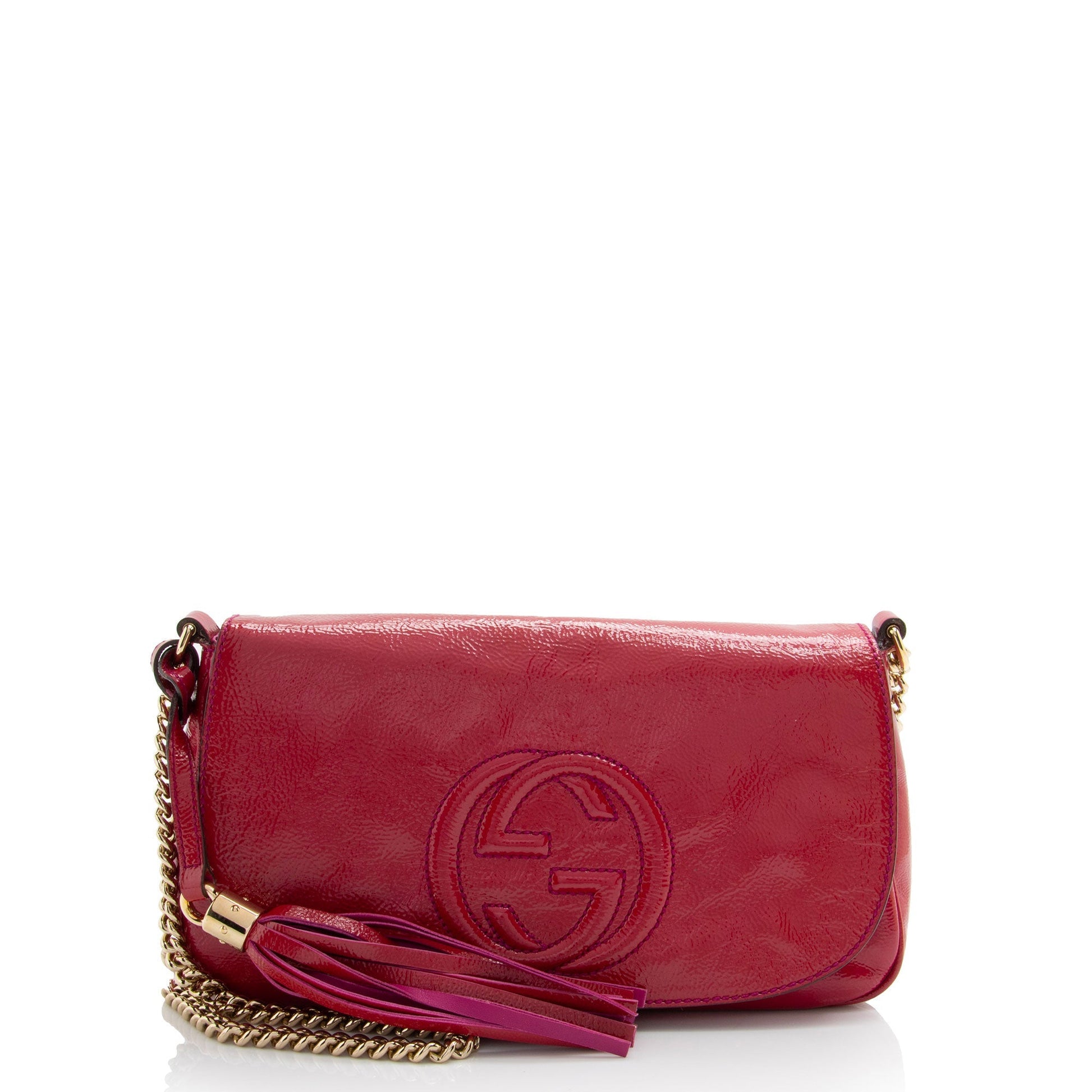 Gucci Soho Flap SHF-V6tPqW Leather Suede Patent Pink Crossbody Bag