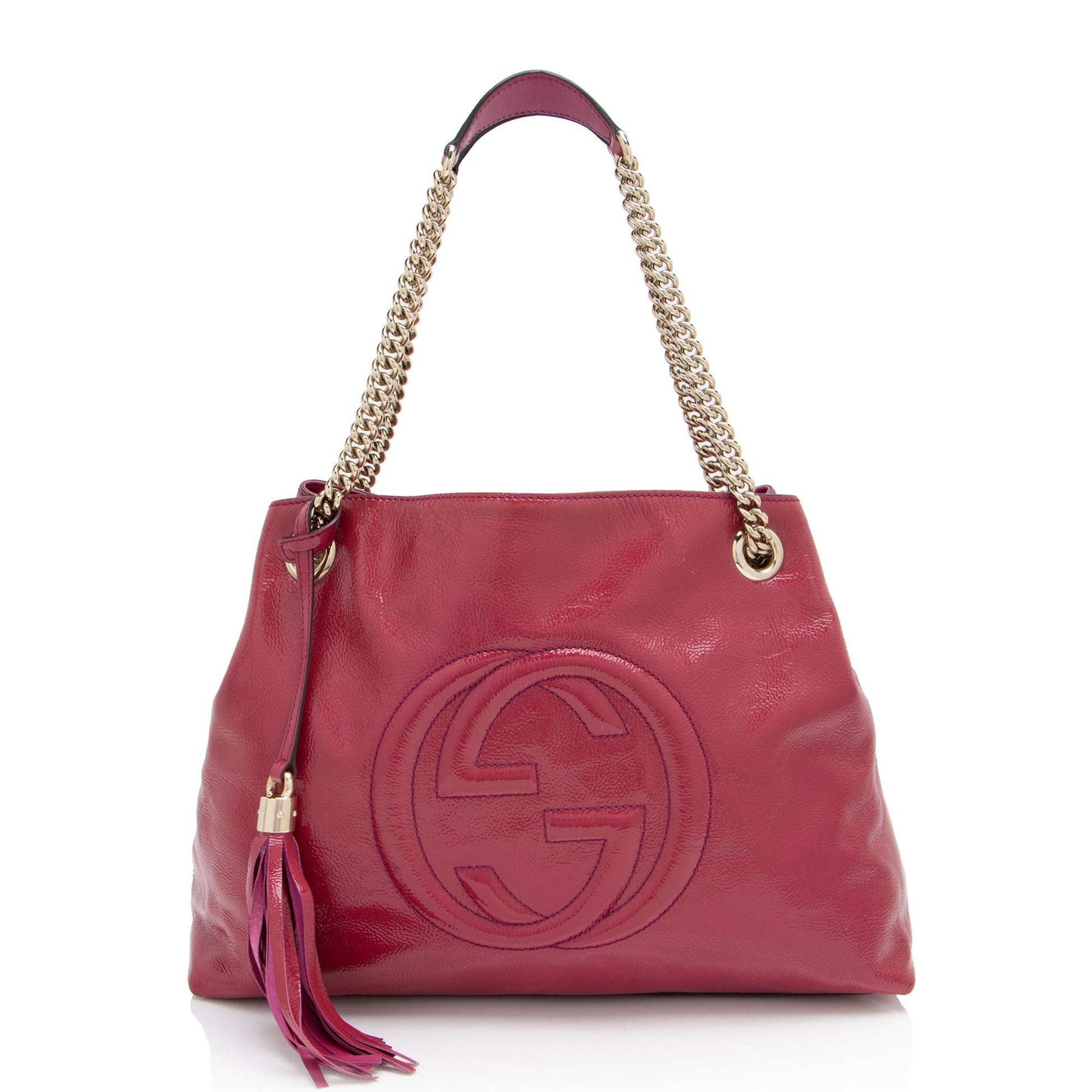 Gucci Soho Leather Patent Pink Medium Shoulder Bag