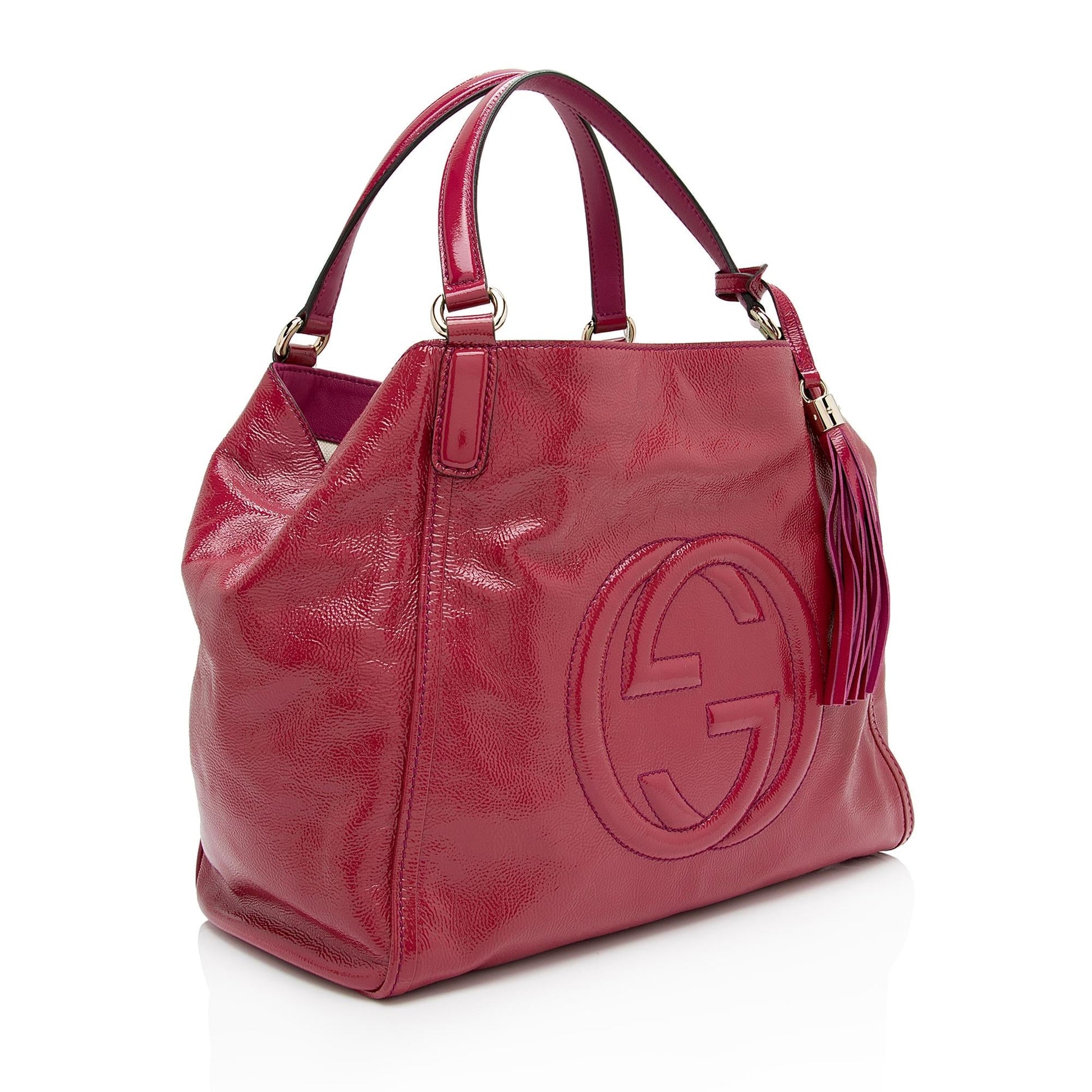 Gucci Soho SHF-9PAlJ9 Leather Patent Pink Medium Tote Bag