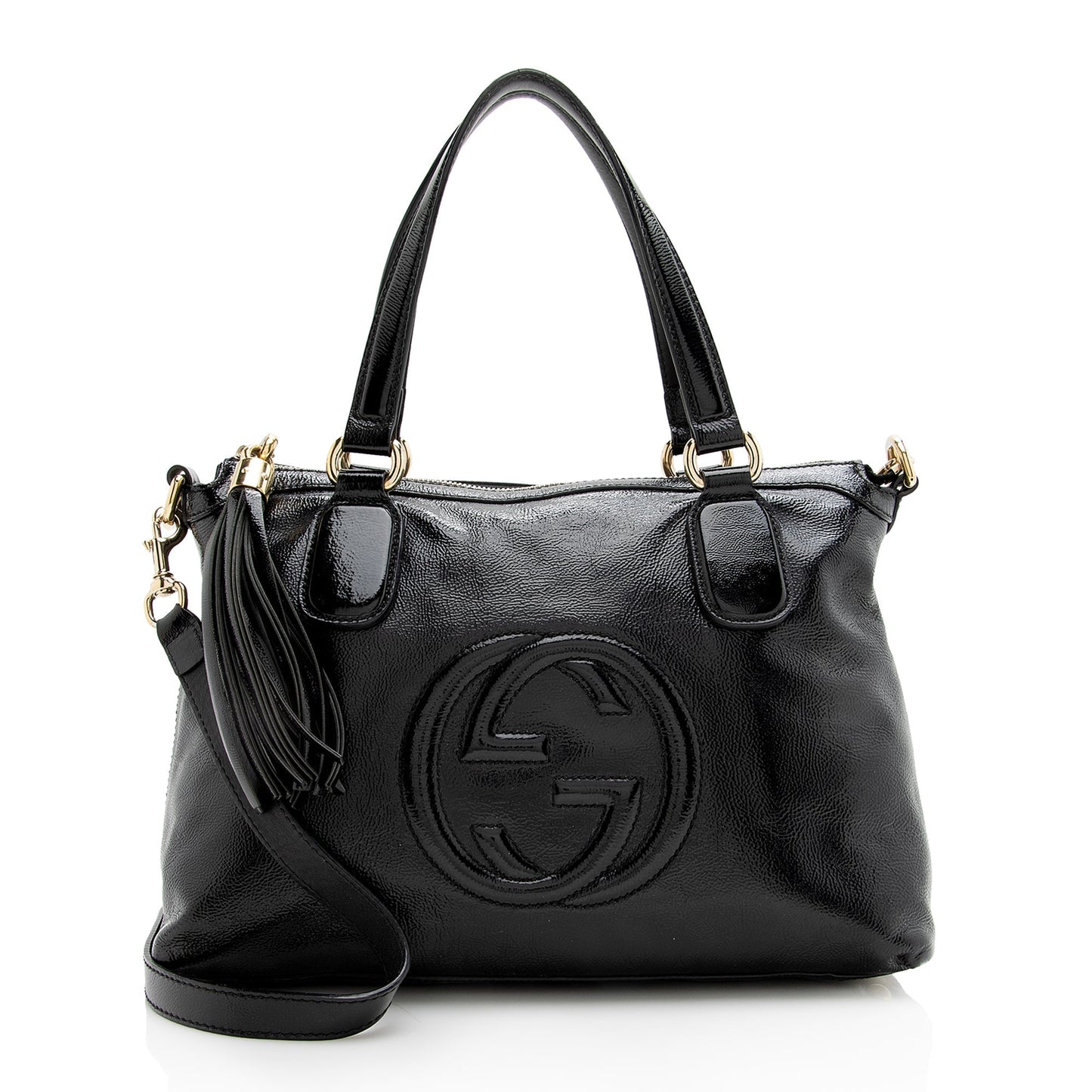 Gucci Soho Working SHF Leather Patent Black Tote Bag