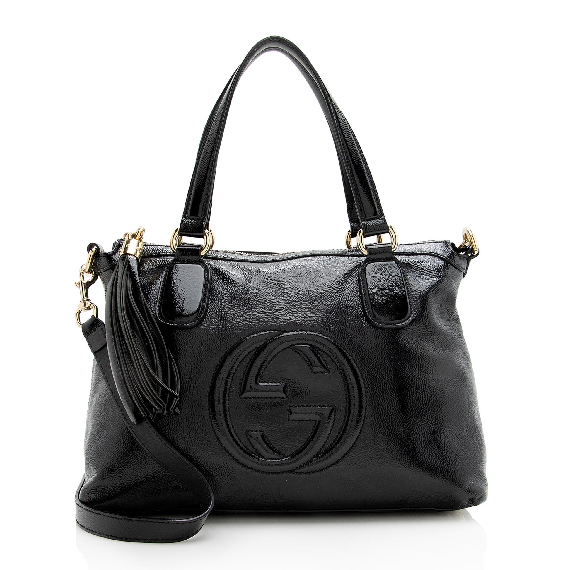 Gucci Soho Working SHF Leather Patent Black Tote Bag