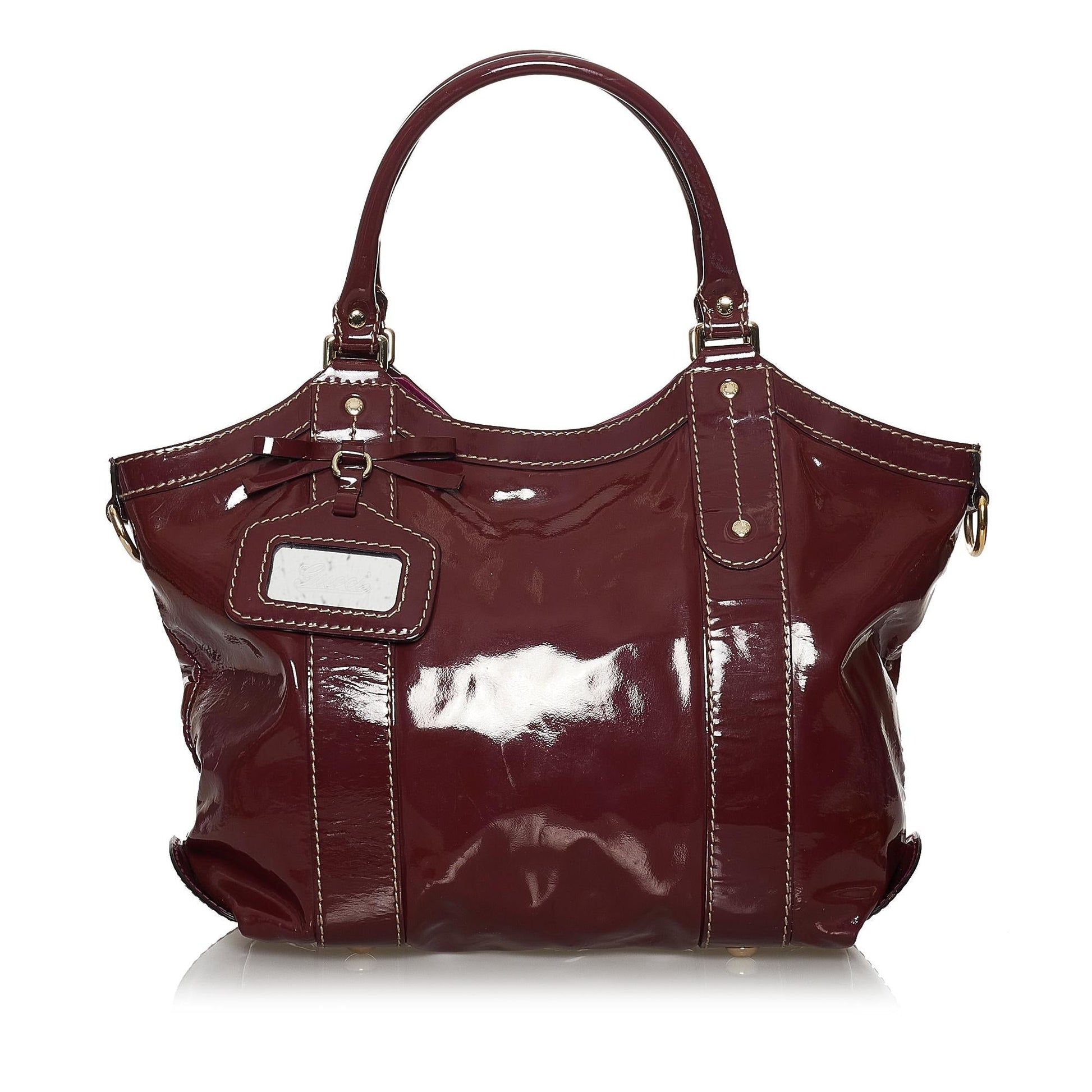 Gucci SHG Leather Patent Red Tote Bag