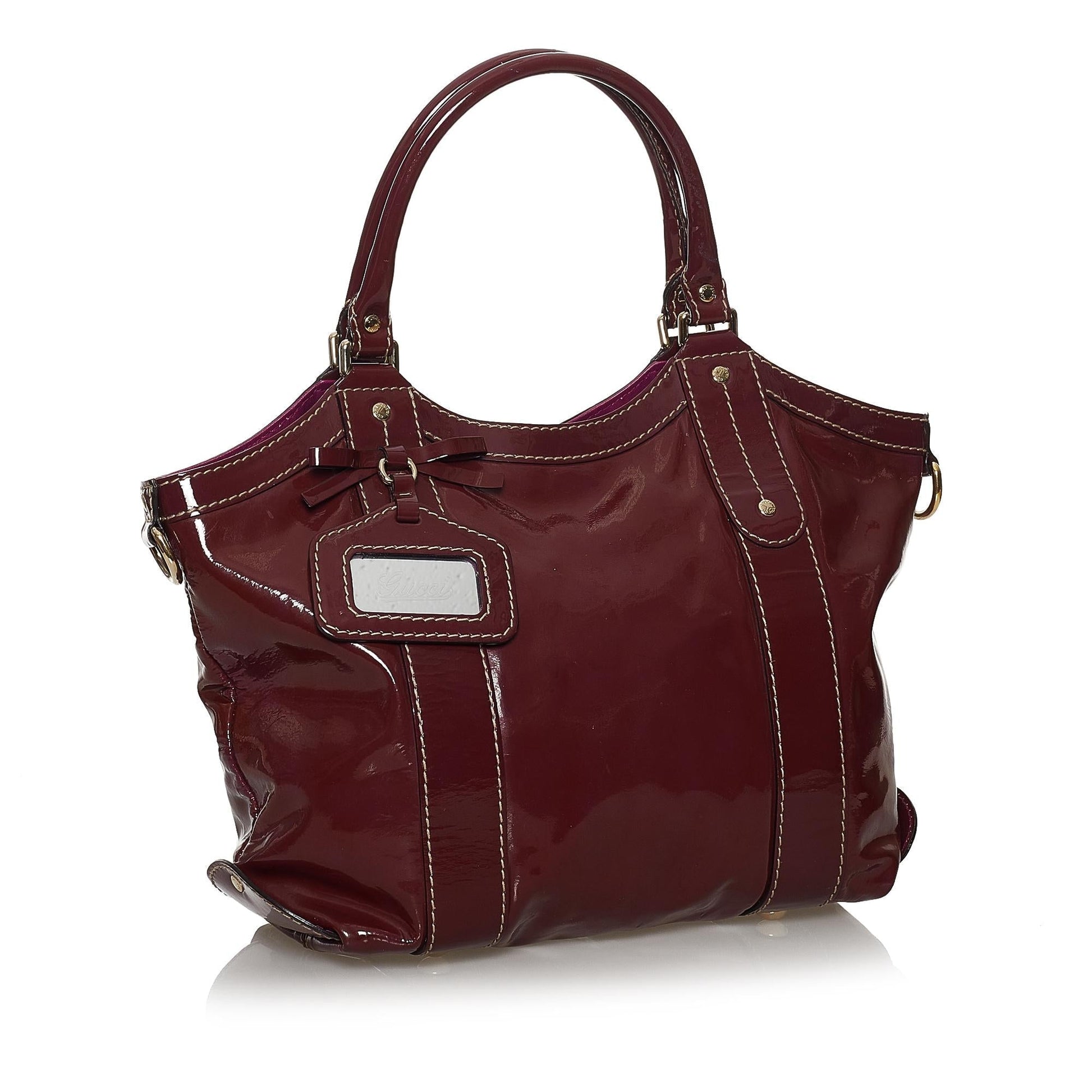 Gucci SHG Leather Patent Red Tote Bag