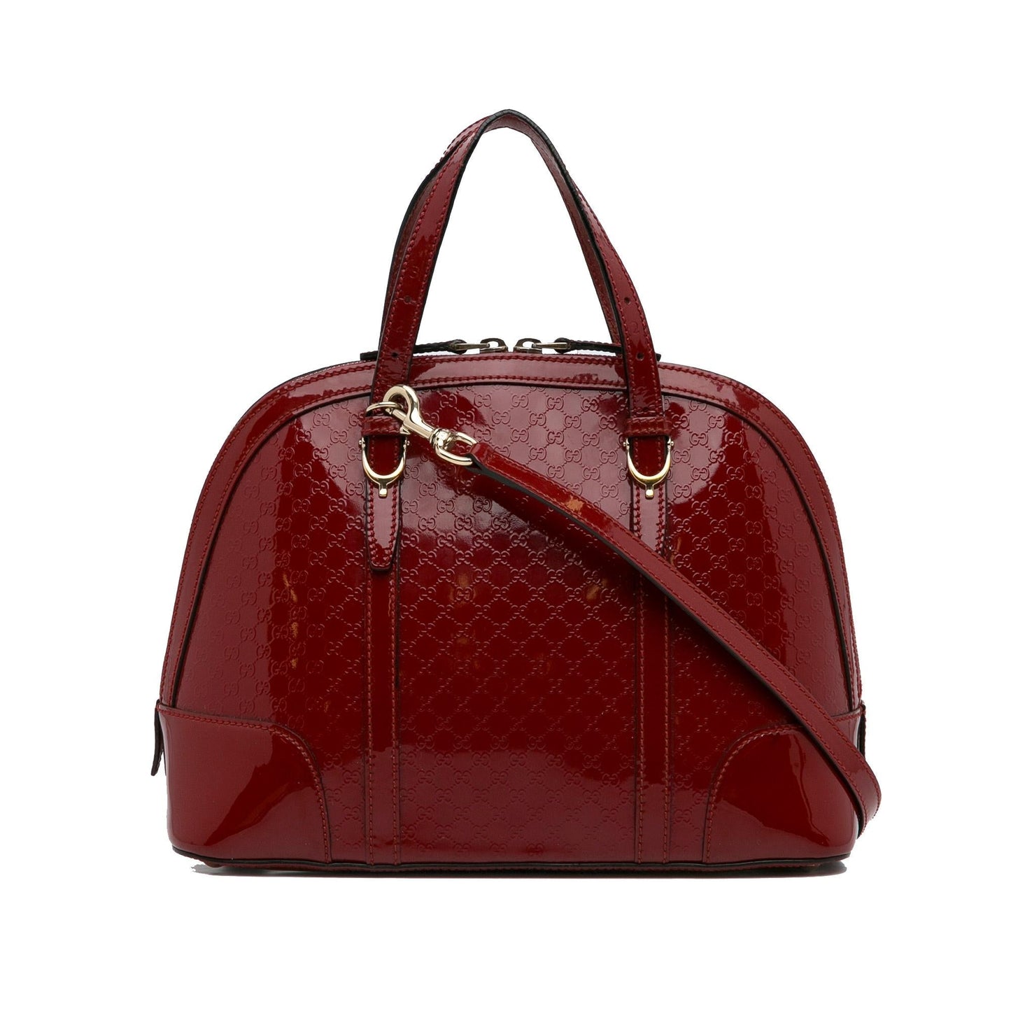 Gucci Microguccissima Nice Dome SHG-NUS8YT Leather Patent Red Satchel Bag