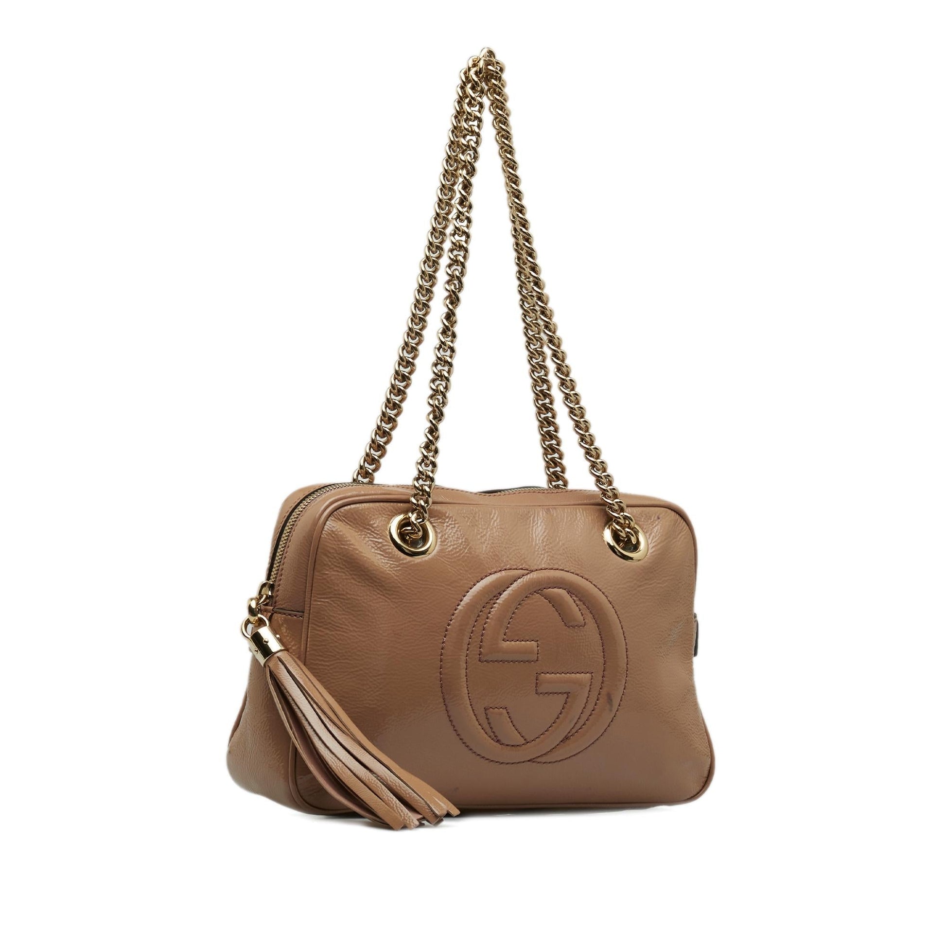 Gucci Soho SHG-5O1EoQ Leather Patent Brown Chain Shoulder Bag