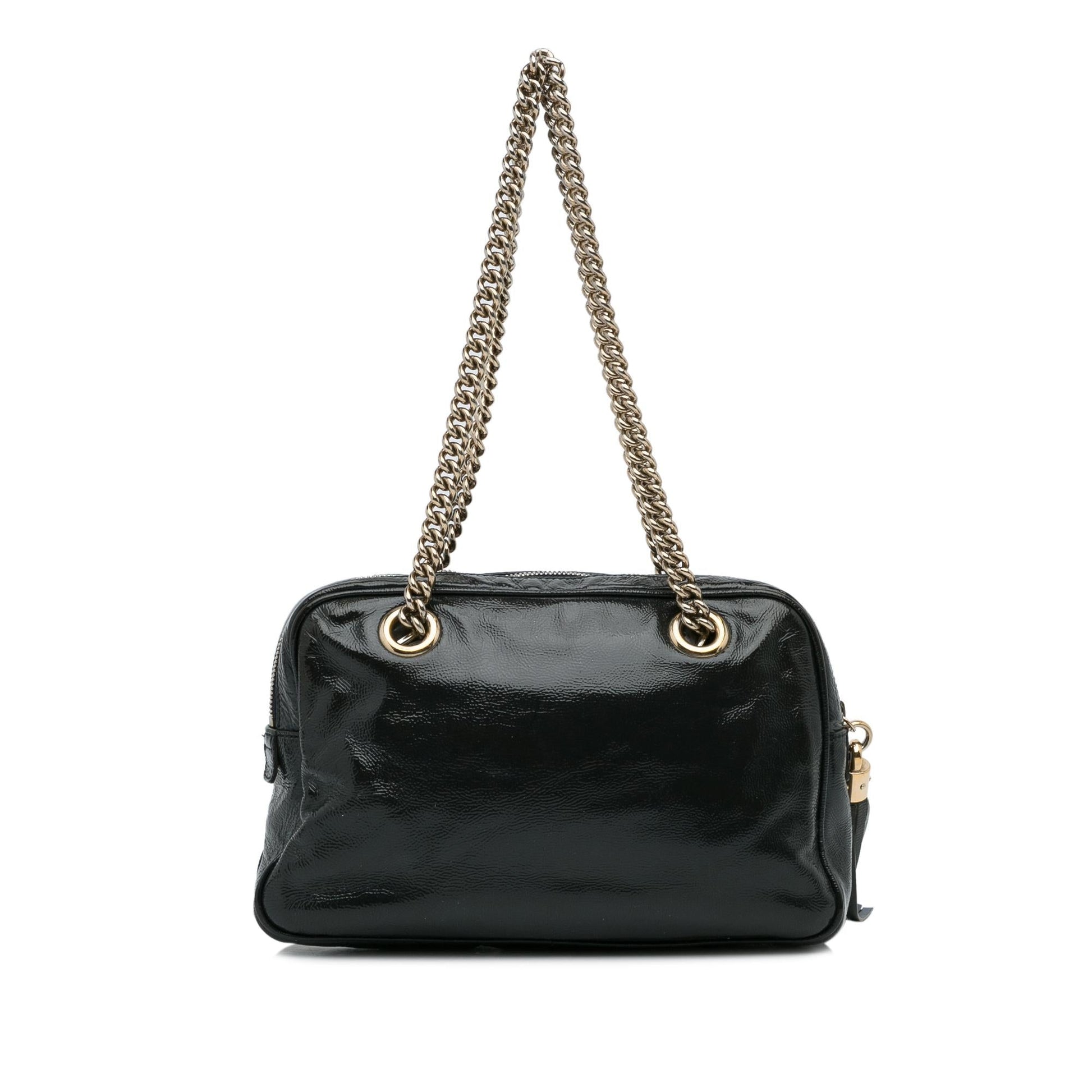Gucci Soho SHG-EHEZ8m Leather Patent Black Chain Shoulder Bag