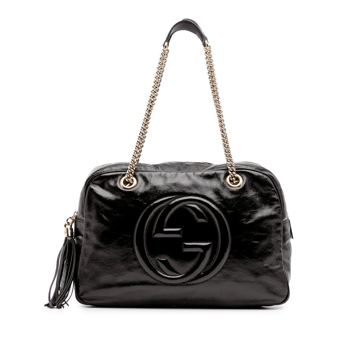 Gucci Soho Leather Patent Black Chain Shoulder Bag