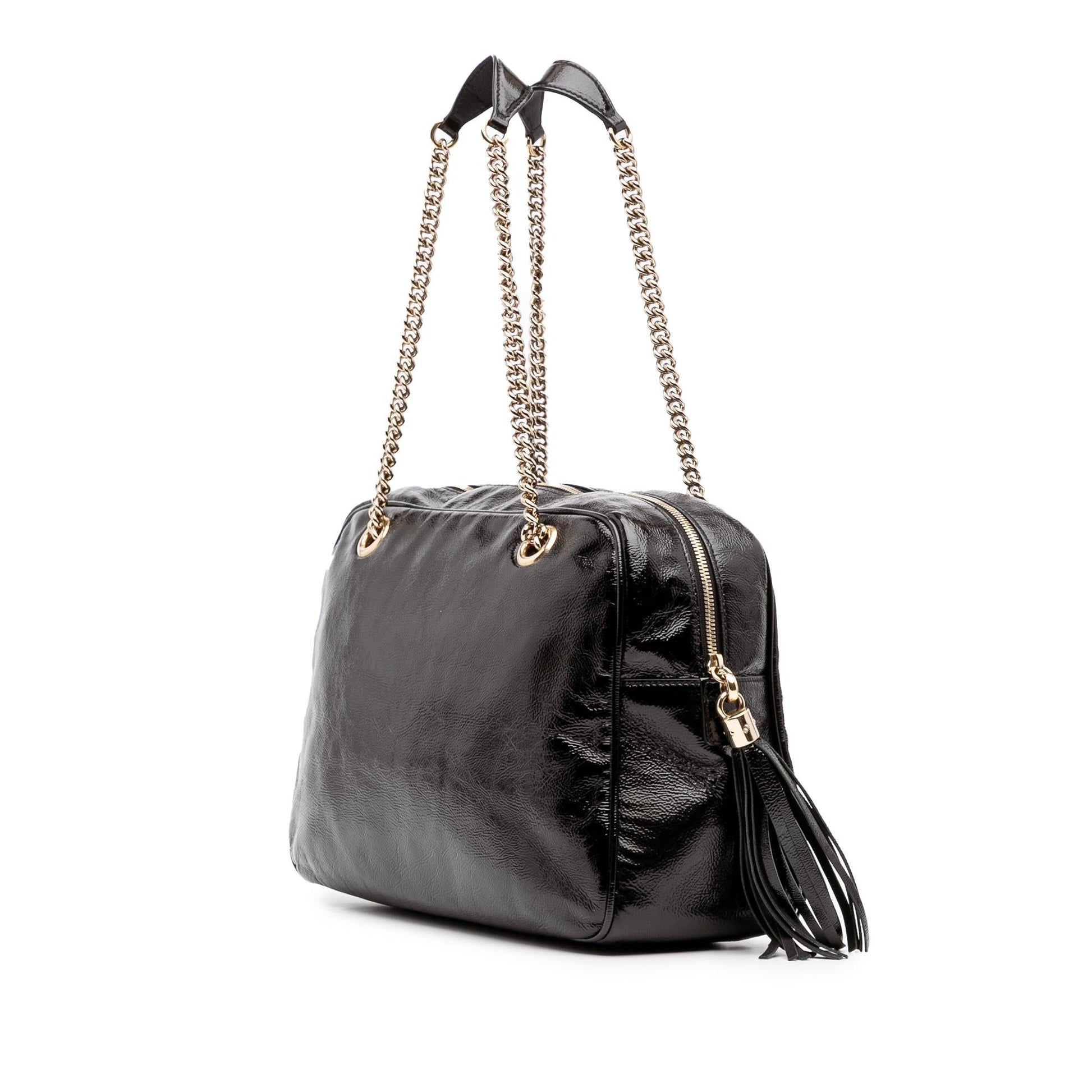 Gucci Soho Leather Patent Black Chain Shoulder Bag
